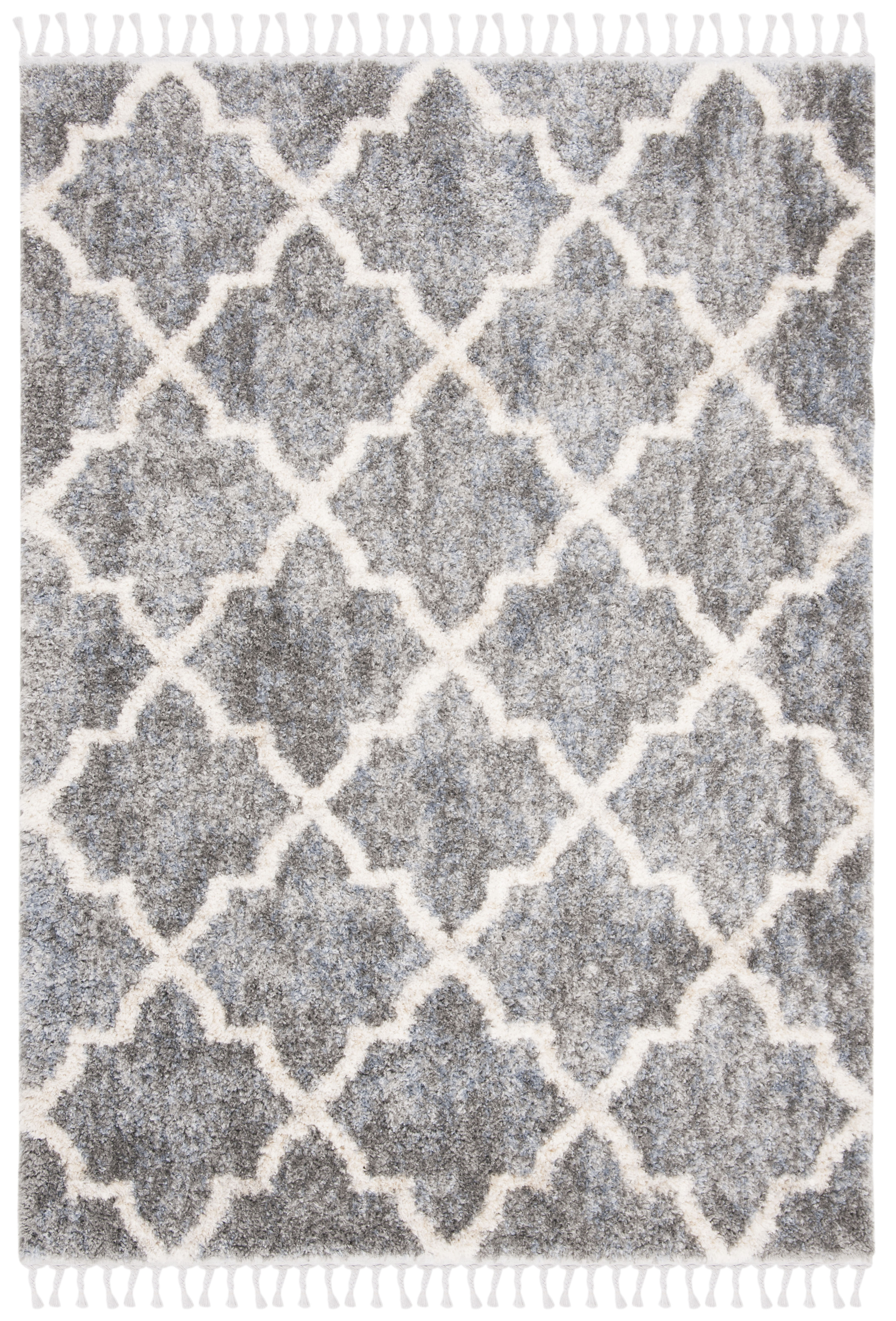 Tapis de salon shaggy gris et crème 160x230