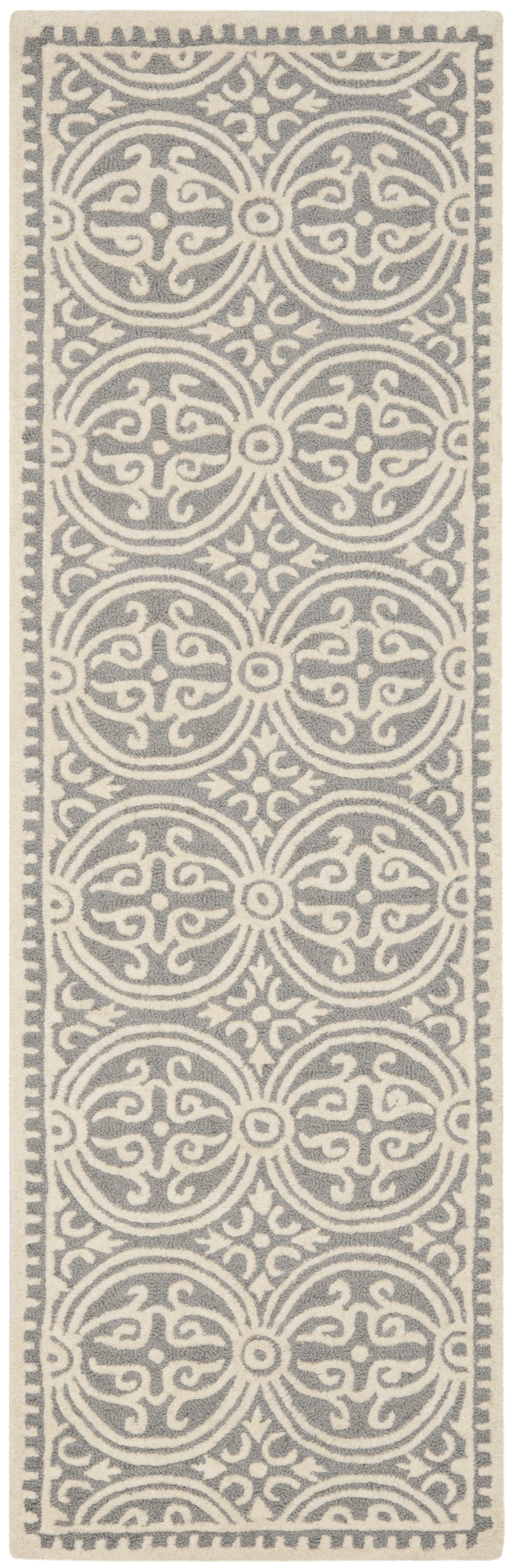 Tapis de salon interieur en argent & ivoire, 76 x 244 cm Tapis de salon interieur en argent & ivoire, 76 x 244 cm