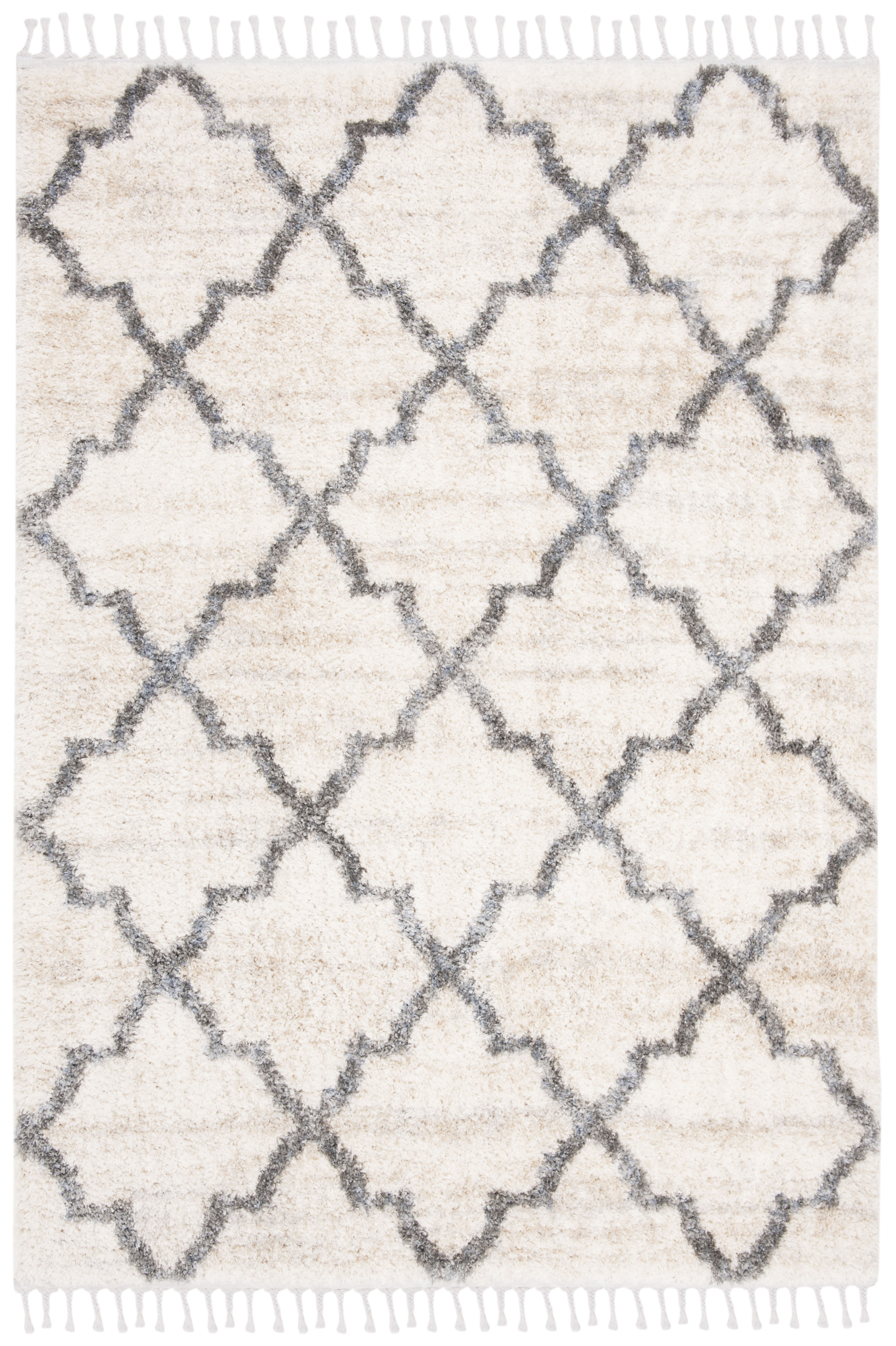 Tapis de salon shaggy crème et gris 160x230