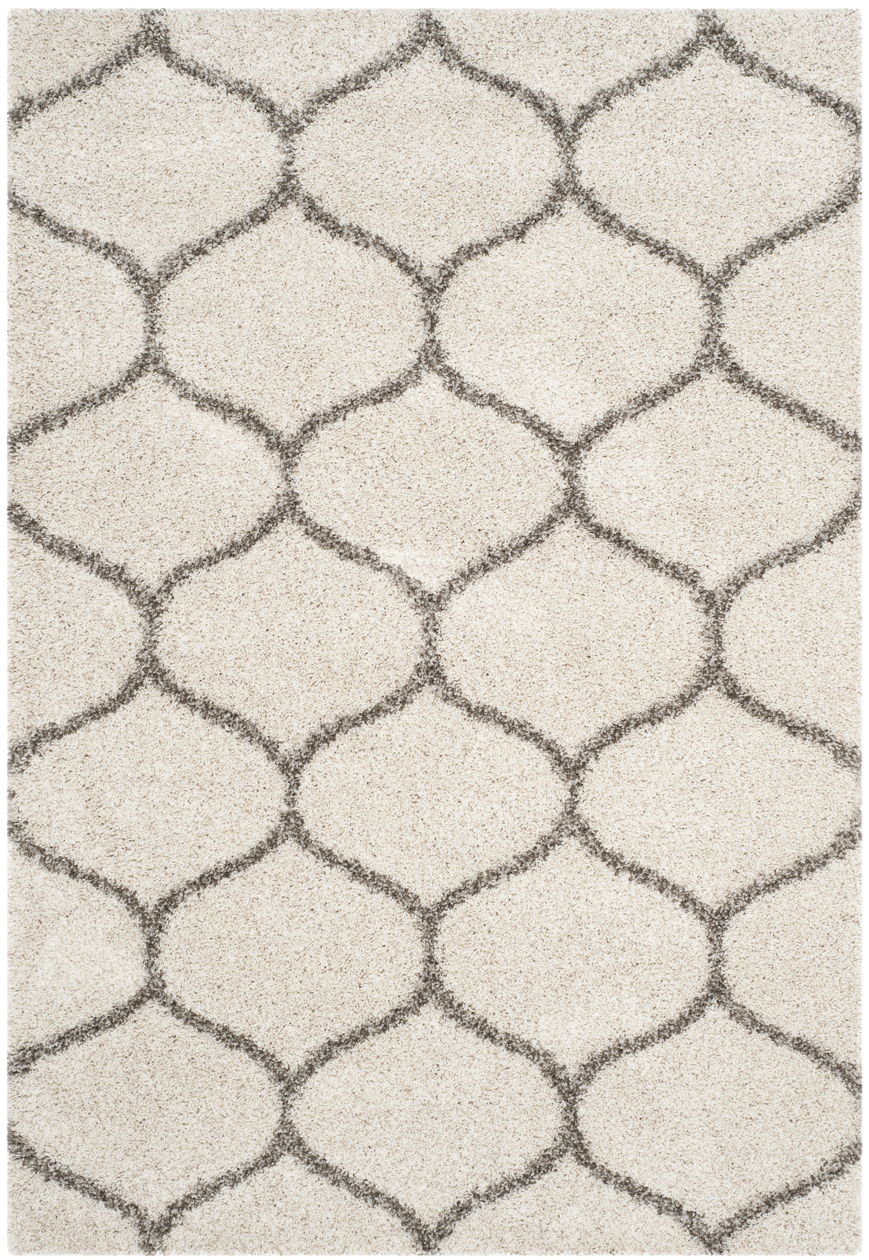 Tapis de salon shaggy ivoire et gris 160x230