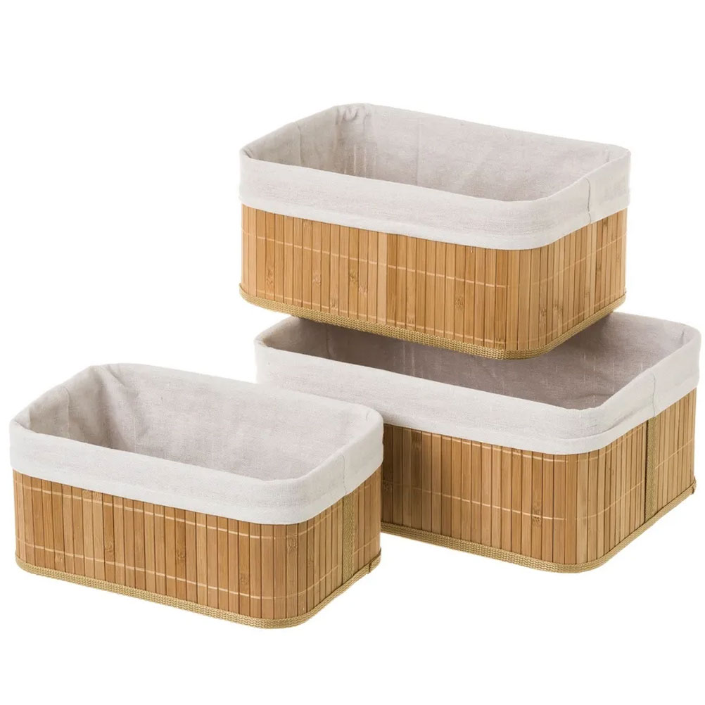 Lot de 3 boites de rangement en bambou Lot de 3 boites de rangement en bambou