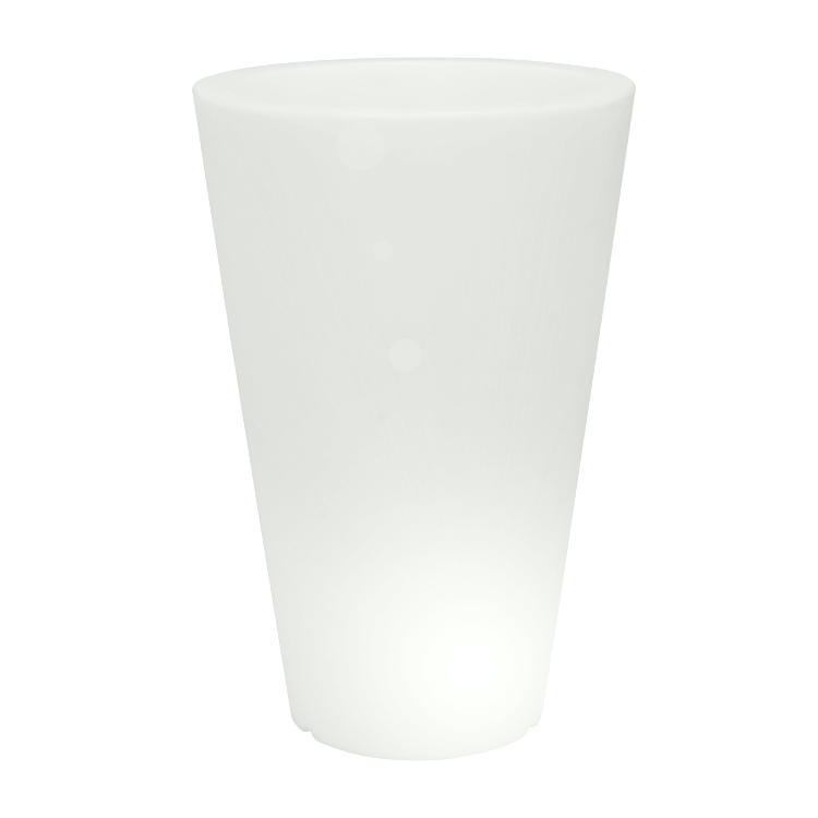 Pot à fleur éclairé en résine recyclable neutre D67cm Pot à fleur éclairé en résine recyclable neutre D67cm