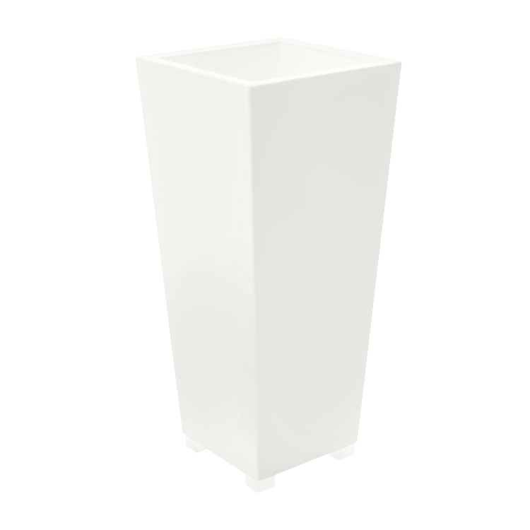 Pot à fleur éclairé en résine recyclable neutre L35cm Pot à fleur éclairé en résine recyclable neutre L35cm