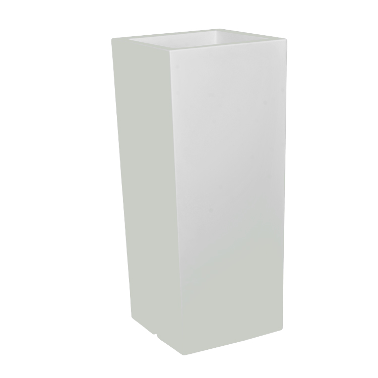 Pot à fleur éclairé en résine recyclable neutre H90cm Pot à fleur éclairé en résine recyclable neutre H90cm