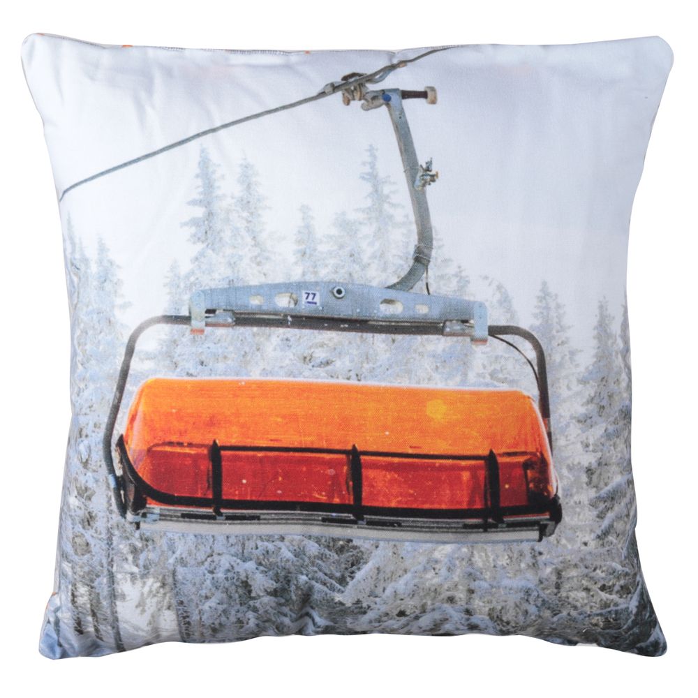 Coussin carré 40 x 40 cm imprimé télésiège (photo) Coussin carré 40 x 40 cm imprimé télésiège