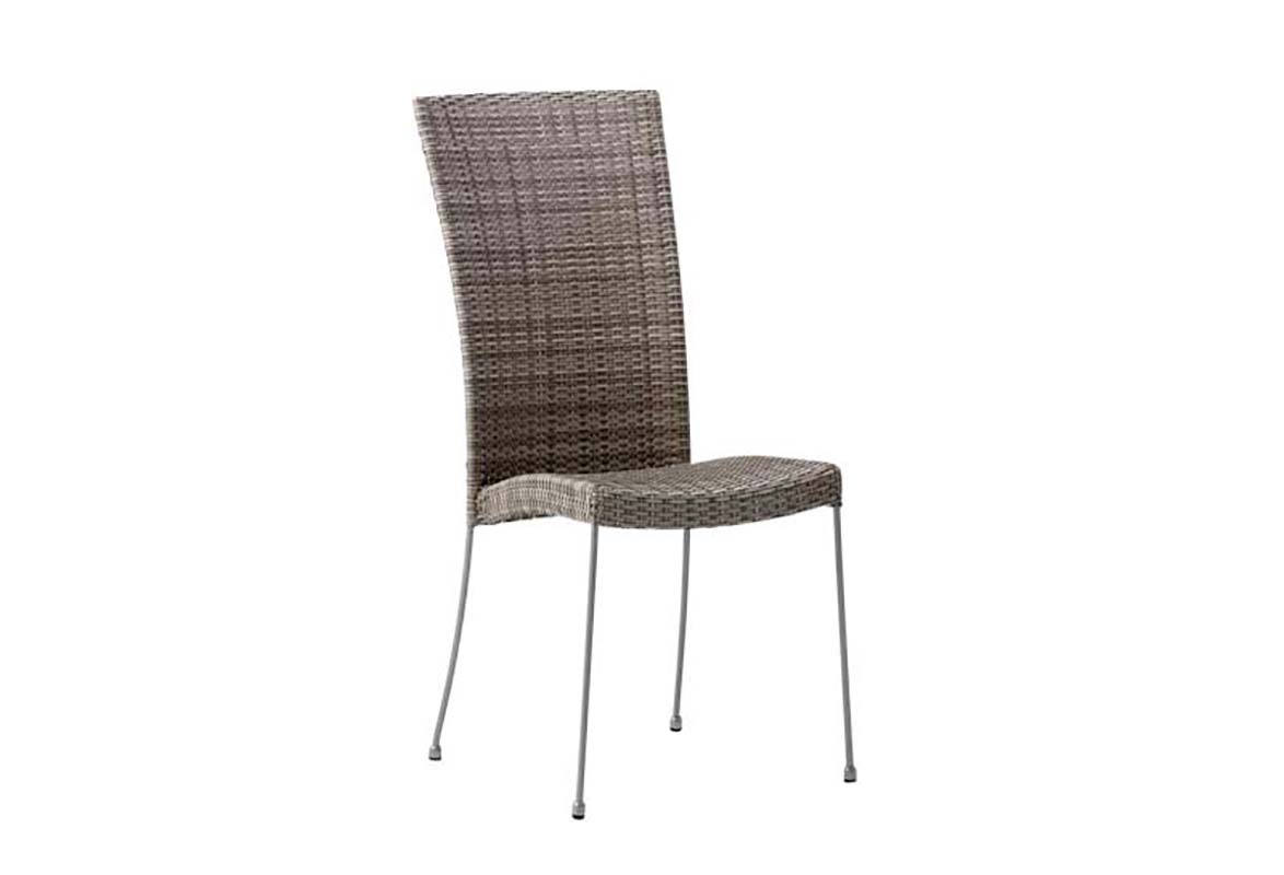 Chaise repas empilable en acier et fibre synthétique taupe