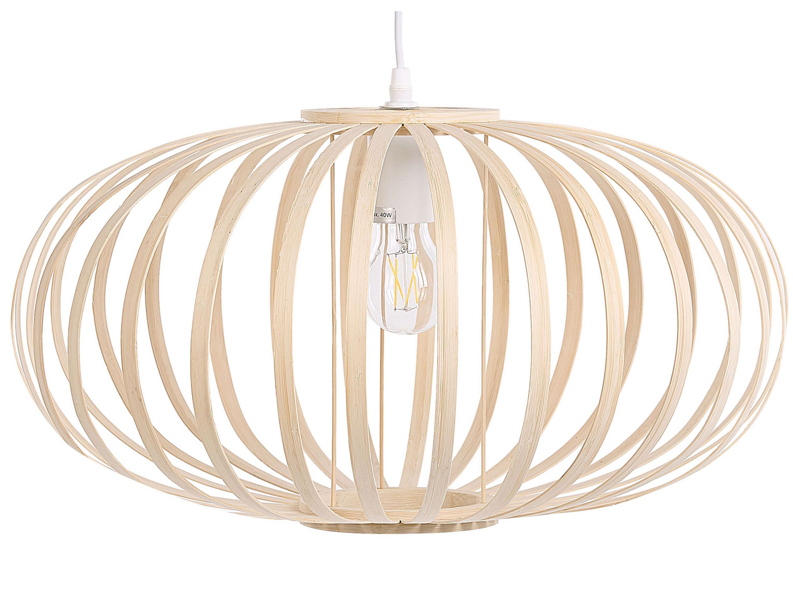 lampe suspension ovale en bambou clair