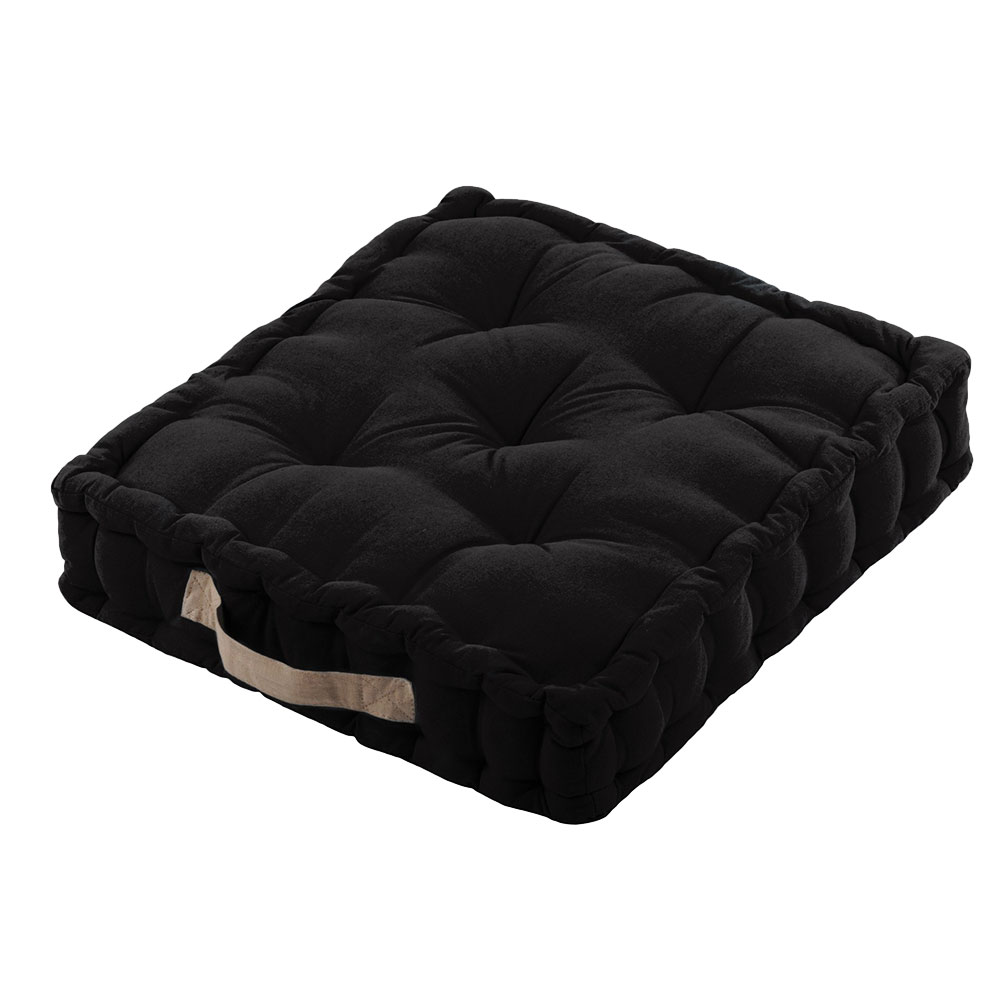 Coussin de sol épais en coton noir 45x45 Coussin de sol épais en coton noir 45x45
