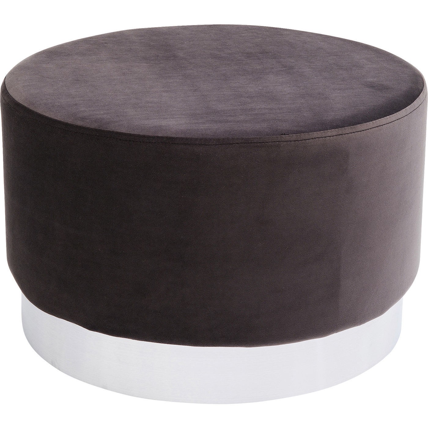 Tabouret en velours gris anthracite et acier chromé D55 Tabouret en velours gris anthracite et acier chromé D55