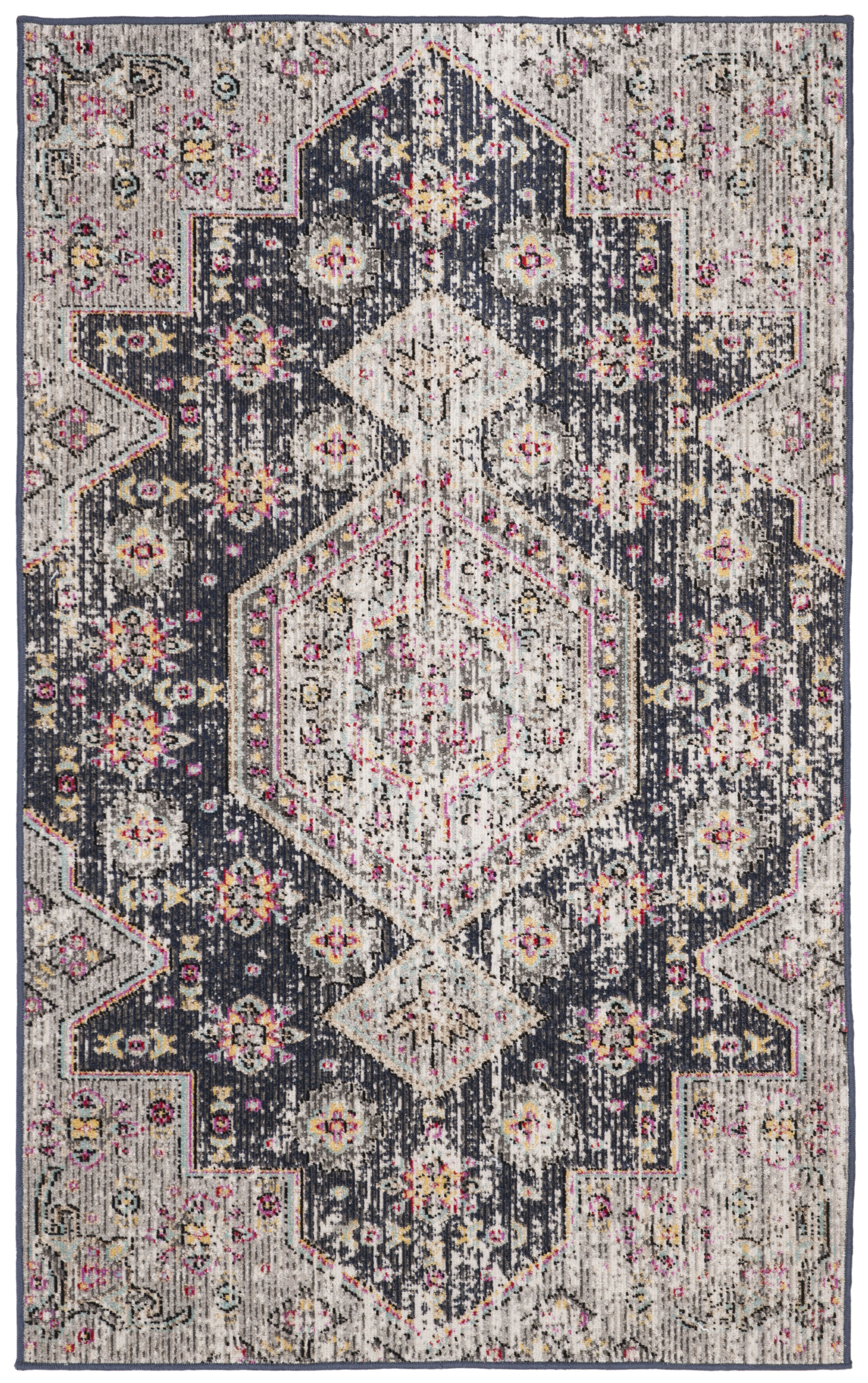 Tapis contemporain intérieur/extérieur noir et multicolore 120x180 Tapis contemporain intérieur/extérieur noir et multicolore 120x180