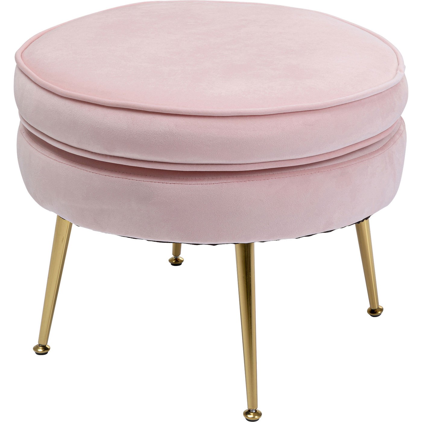 Tabouret en velours rose et acier doré Tabouret en velours rose et acier doré