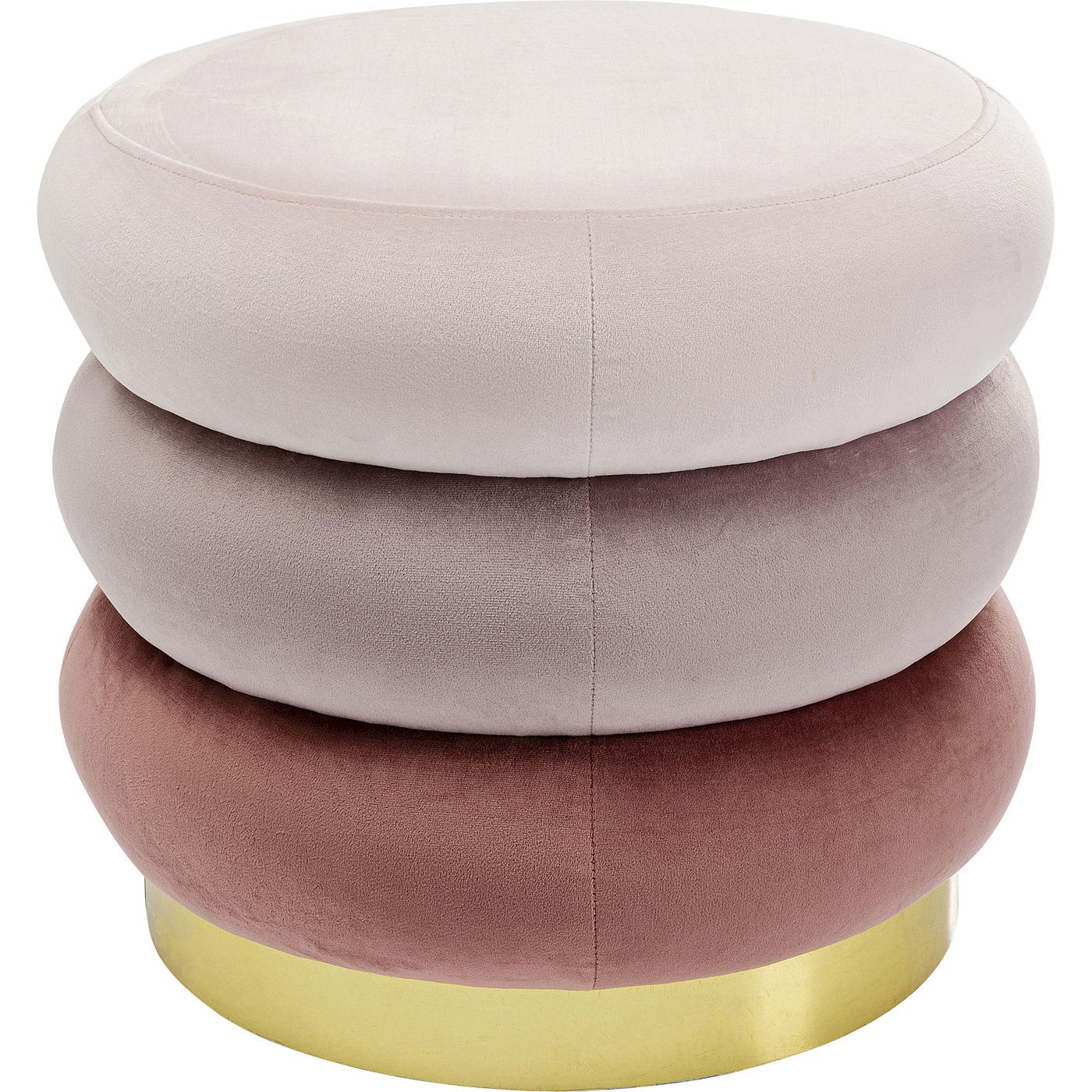 Tabouret en velours rose et acier doré Tabouret en velours rose et acier doré