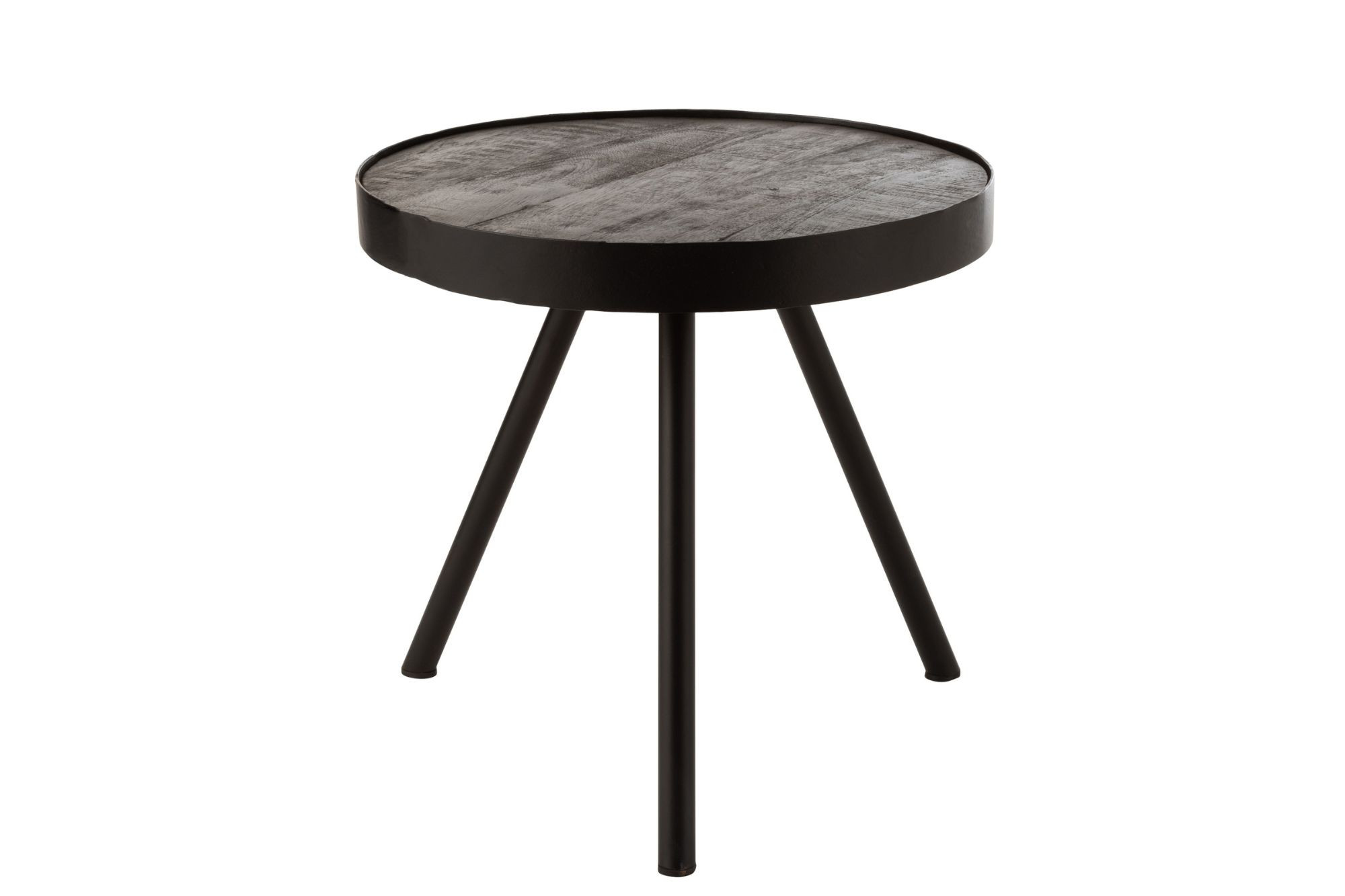 table basse ronde en bois de manguier et métal l50