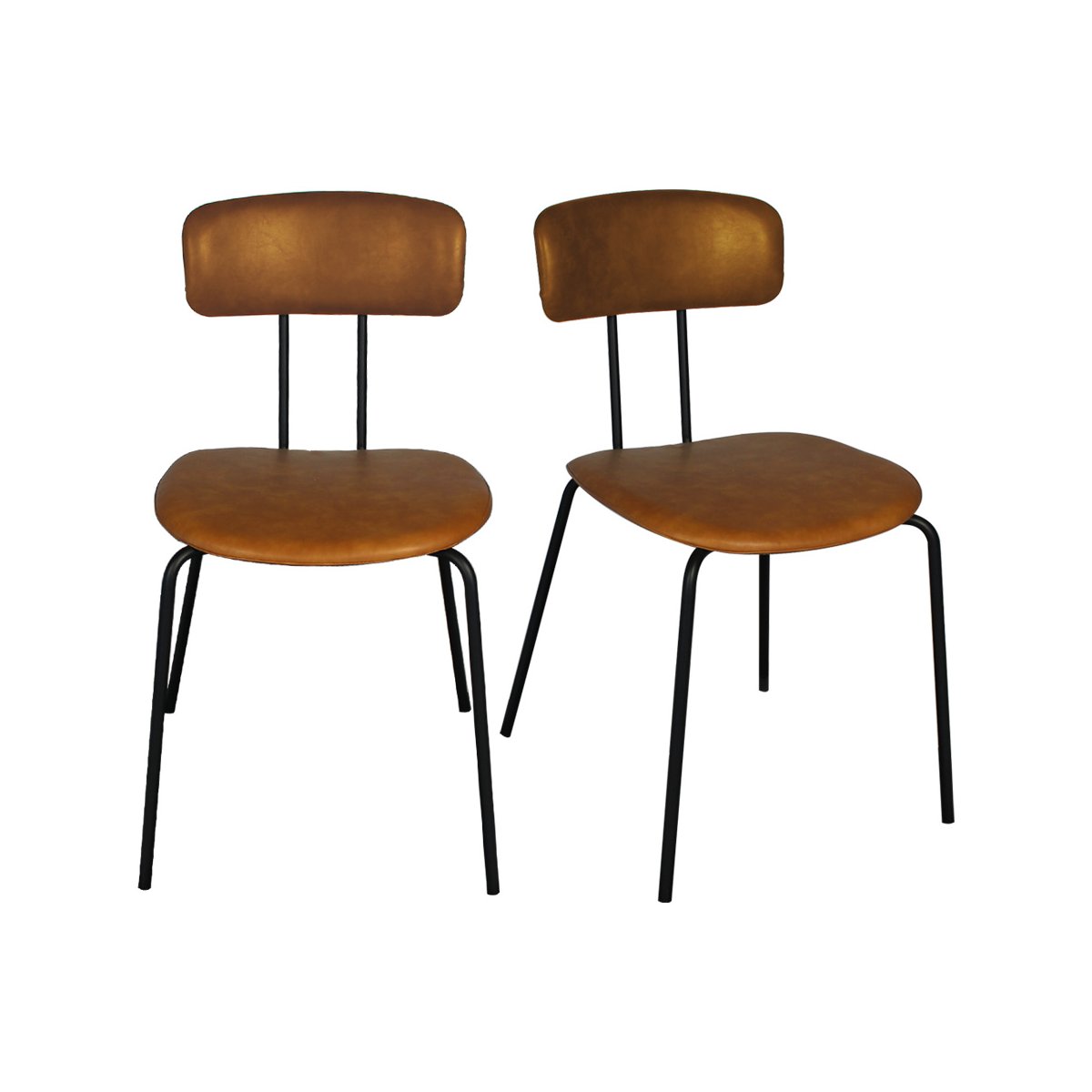 Lot de 2 chaises design en simili pieds métal camel Lot de 2 chaises design en simili pieds métal camel