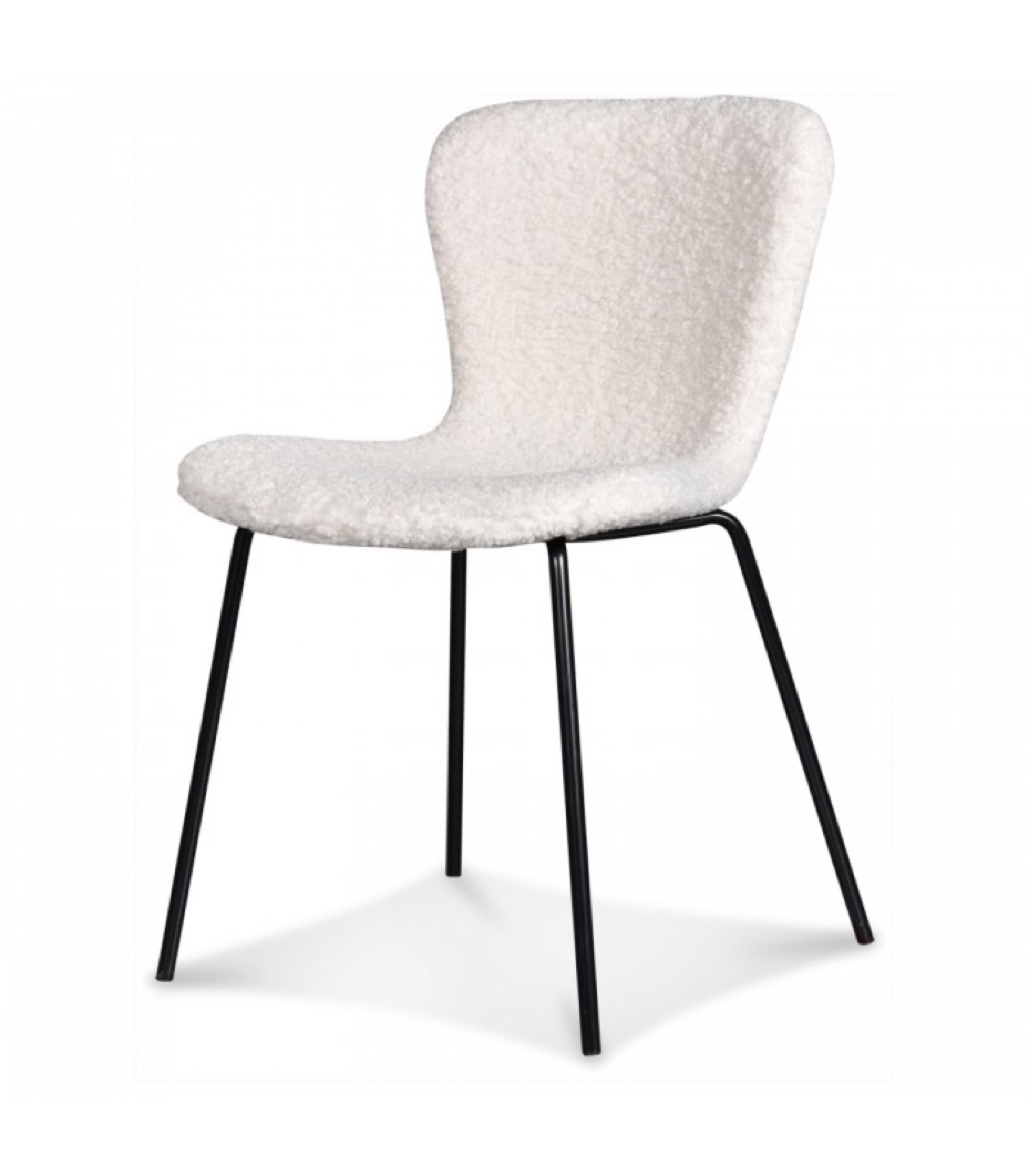 Chaise doudou tissu façon fourrure blanche et pieds noirs (photo) Chaise doudou tissu façon fourrure blanche et pieds noirs