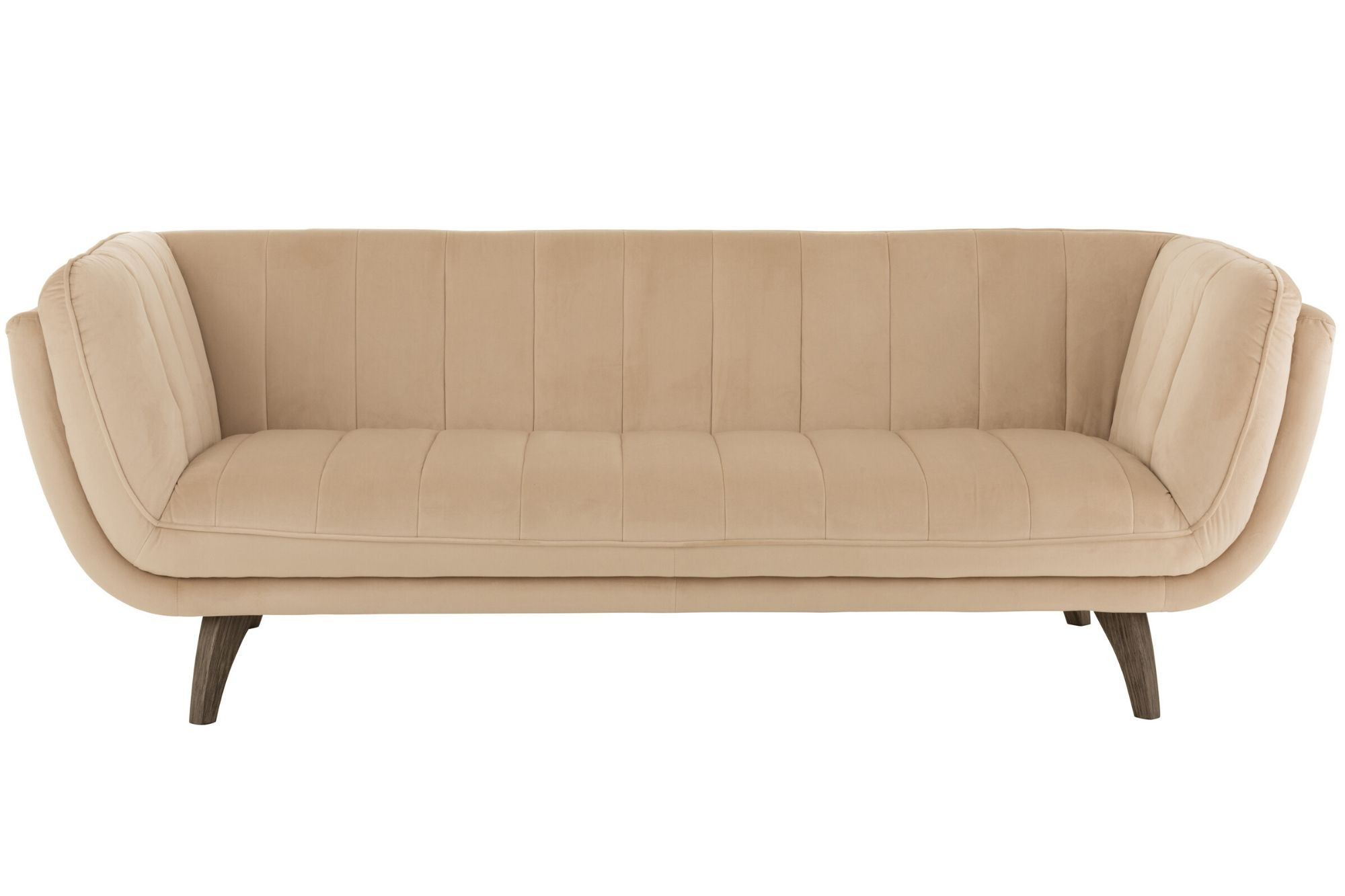 Canapé droit 4 places Beige Velours Design Confort