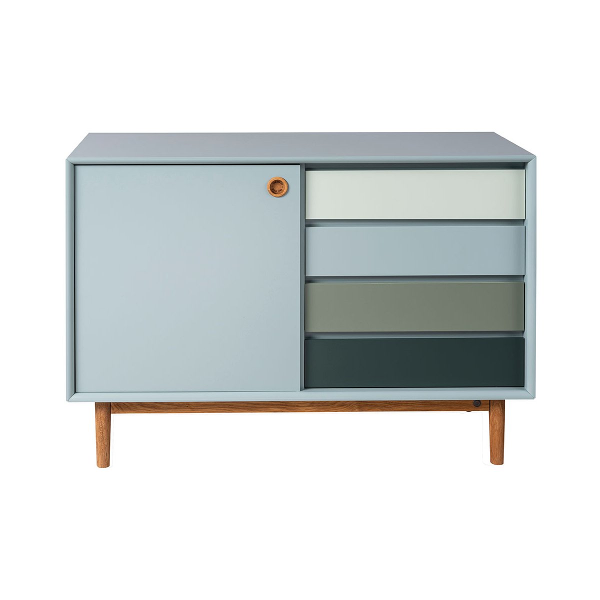 Petit buffet moderne avec placard et tiroirs azur