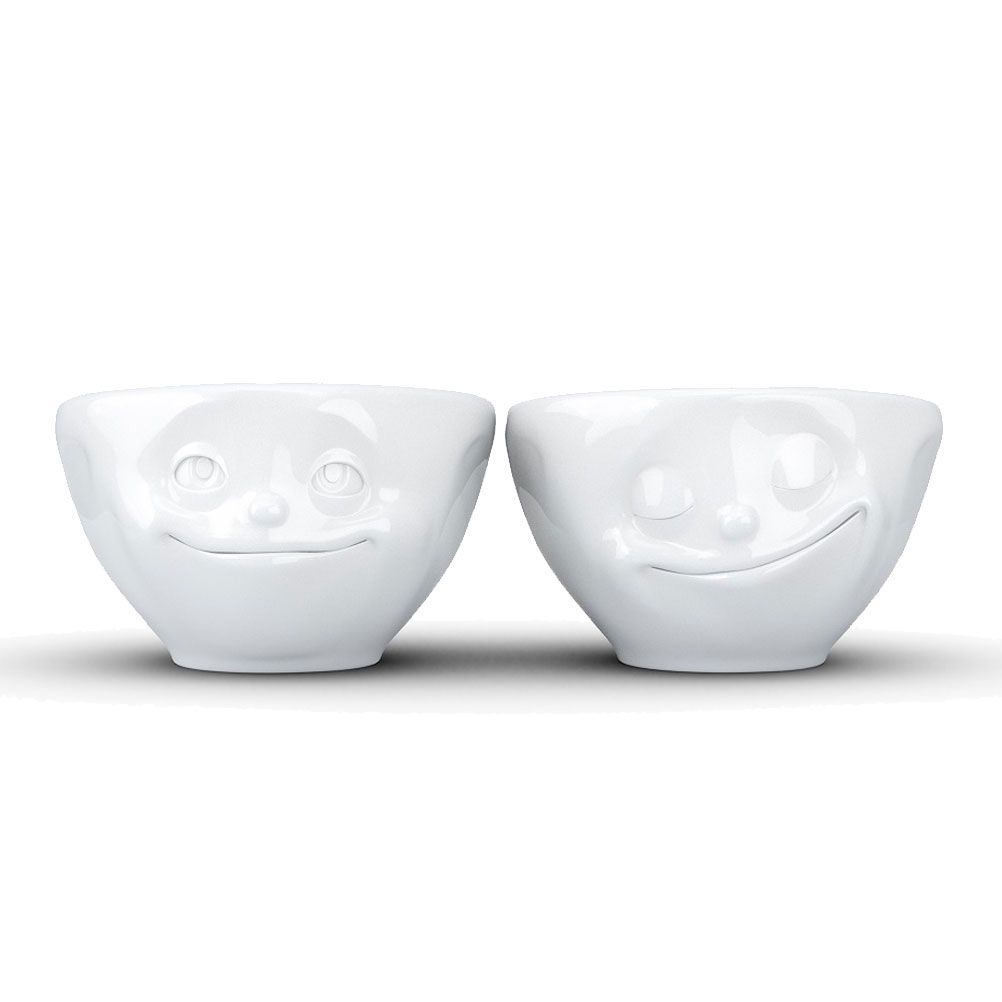 set de 2 mini bols rêveur et heureux en porcelaine 100ml