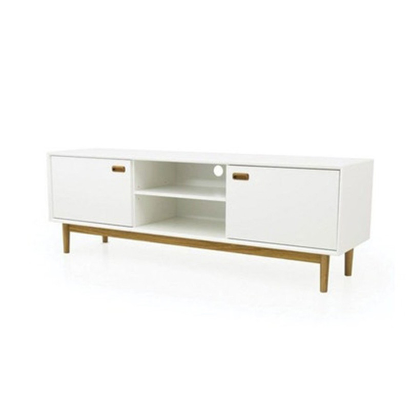 Meuble TV moderne 170cm placards et niches Blanc