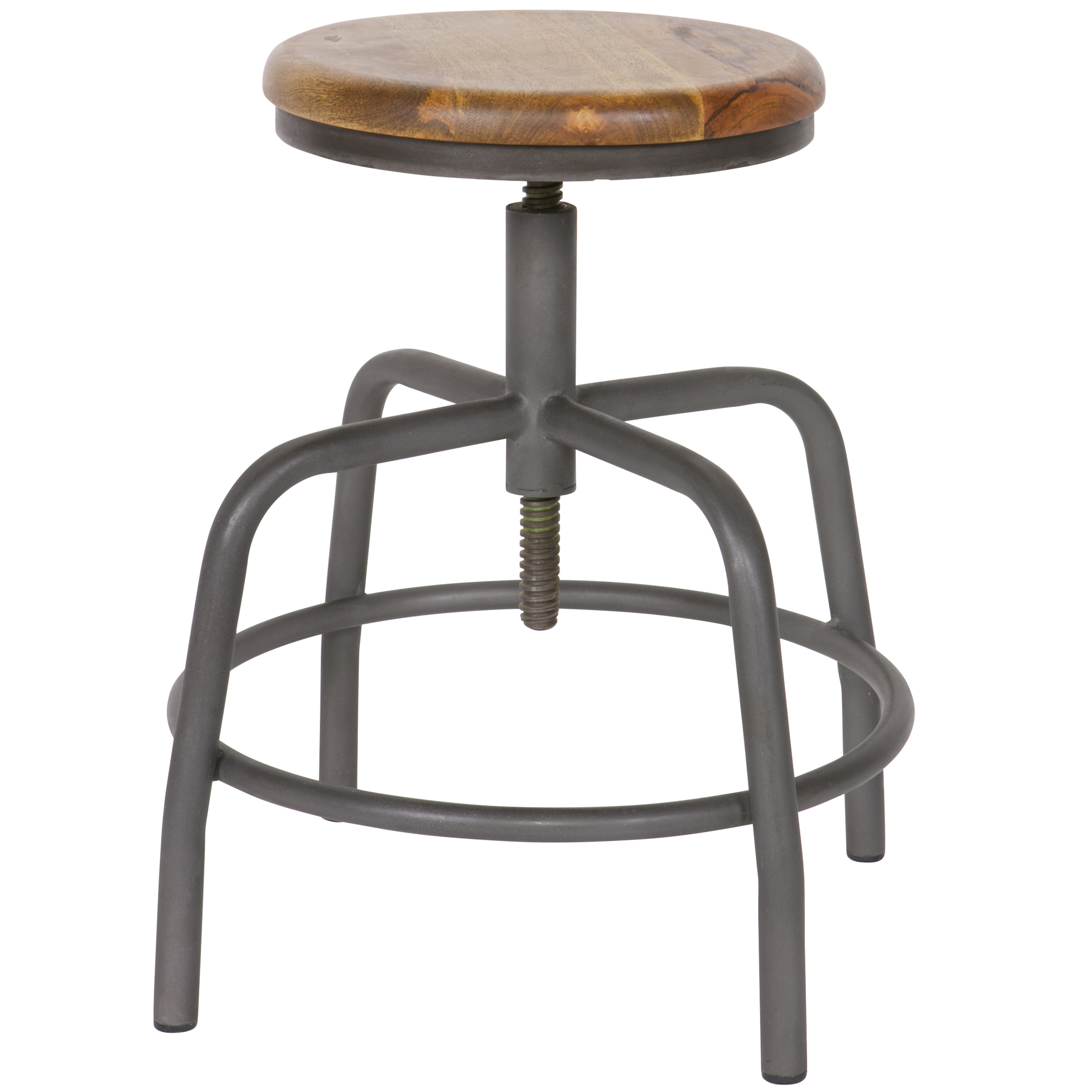 Tabouret à vis industriel gris