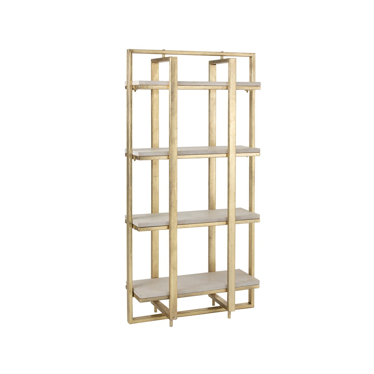Etagère 4 étages bois et métal blanc et doré (photo) Etagère 4 étages bois et métal blanc et doré