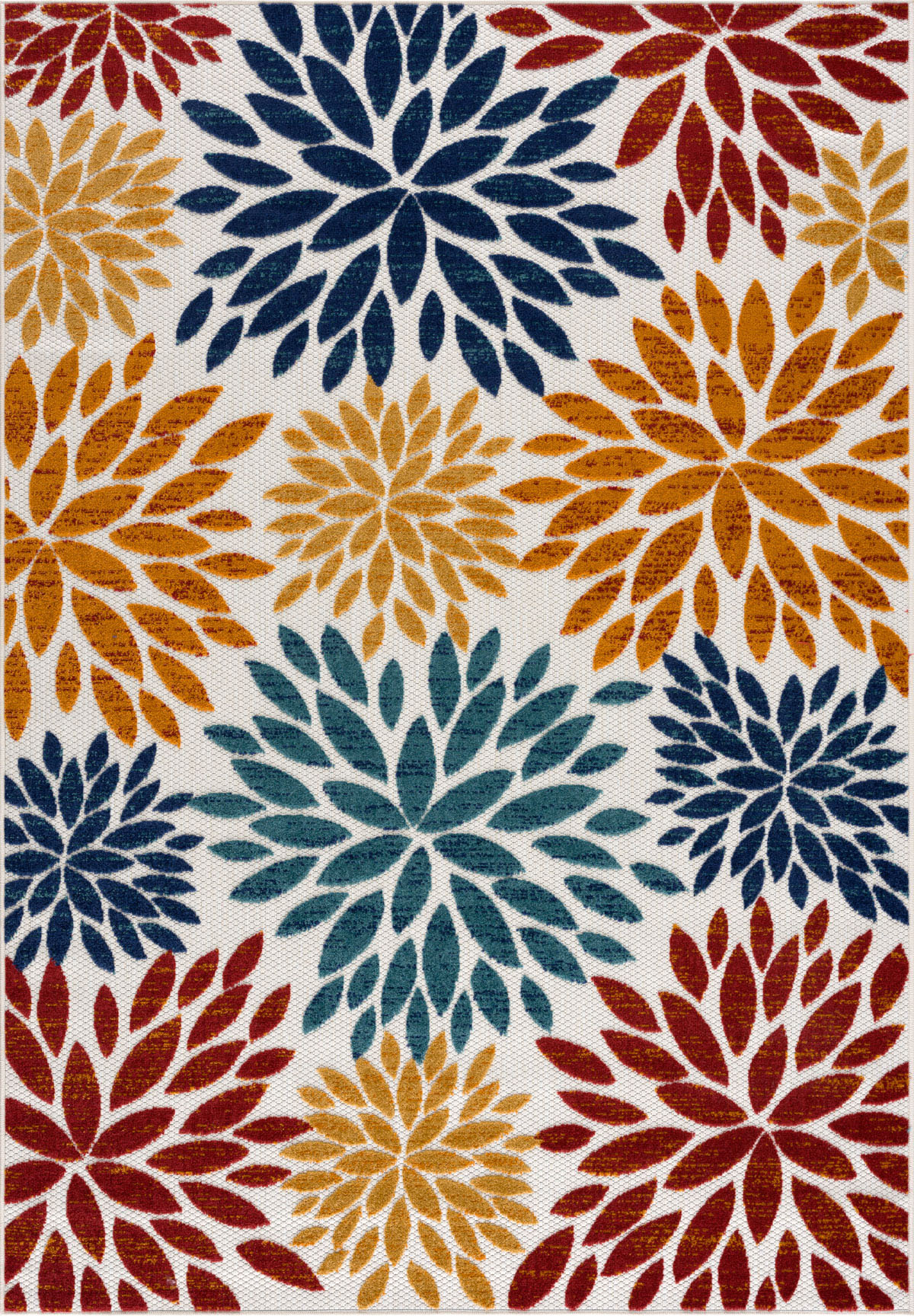 Tapis extérieur multicolore au motif floral 70x140