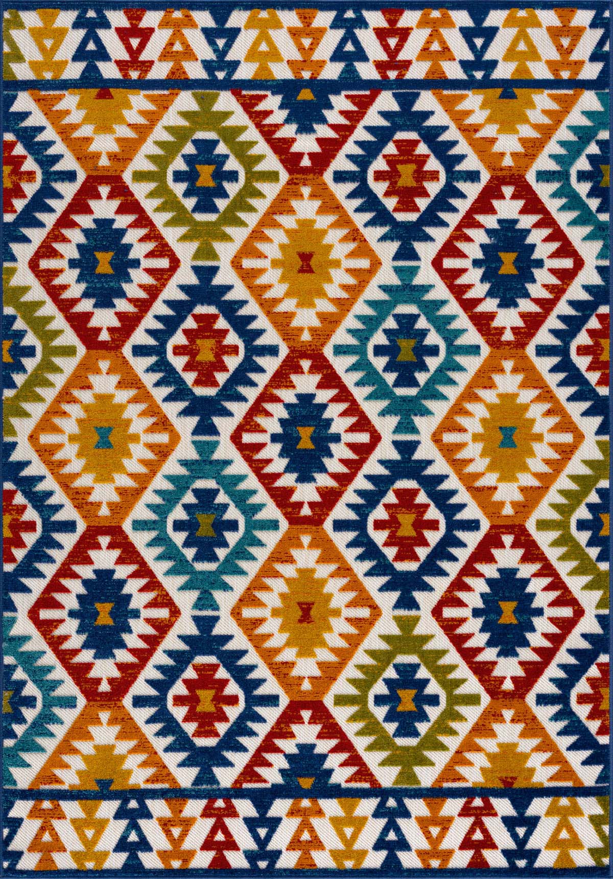 Tapis extérieur multicolore au motif aztèque 120x160