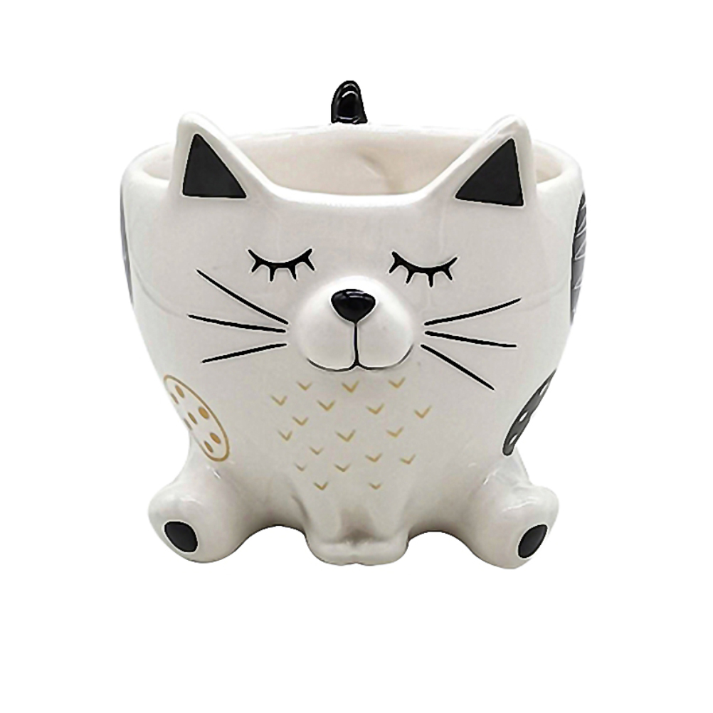 Cache pot de fleurs chat blanc H8cm (photo) Cache pot de fleurs chat blanc H8cm