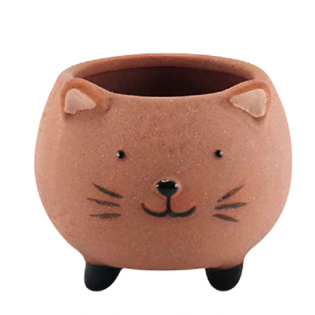 Cache pot de fleurs chat en terre cuite H8cm (photo) Cache pot de fleurs chat en terre cuite H8cm