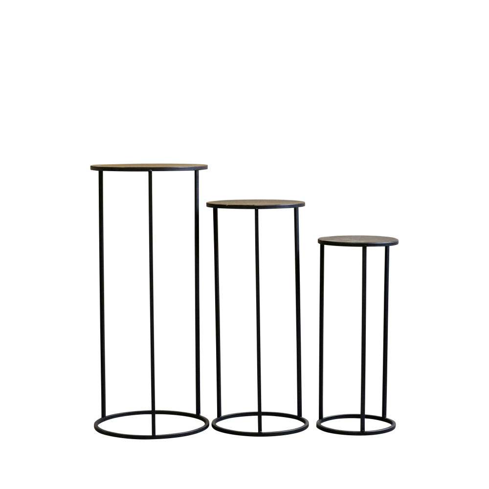 3 sellettes rondes en métal noir 3 sellettes rondes en métal noir