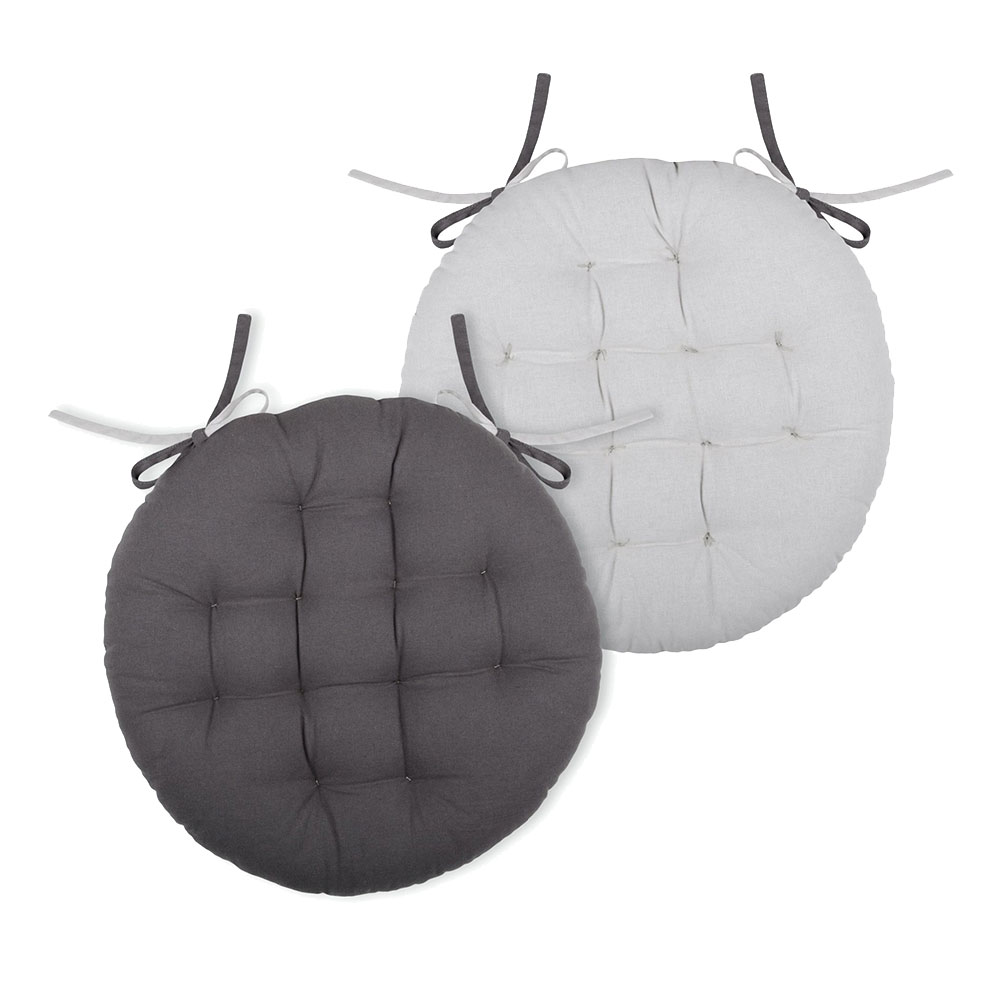 Coussin de chaise rond gris et perle D38cm (photo) Coussin de chaise rond gris et perle D38cm