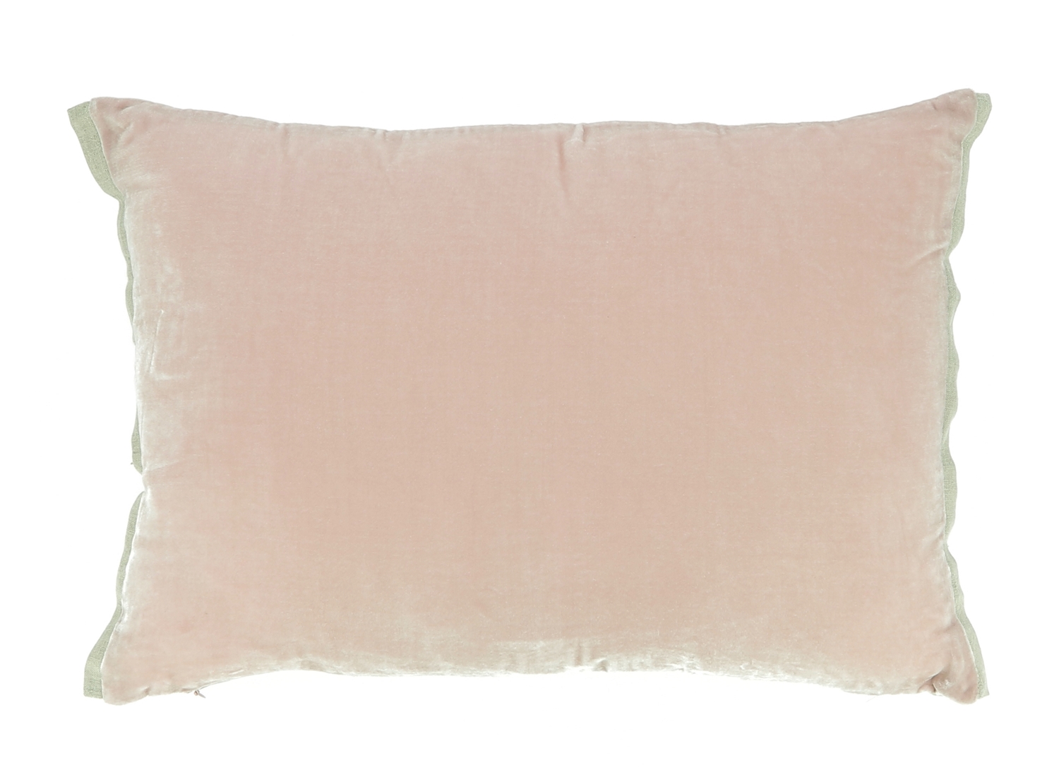 Coussin 35x50 cm en velours de soie rose poudre