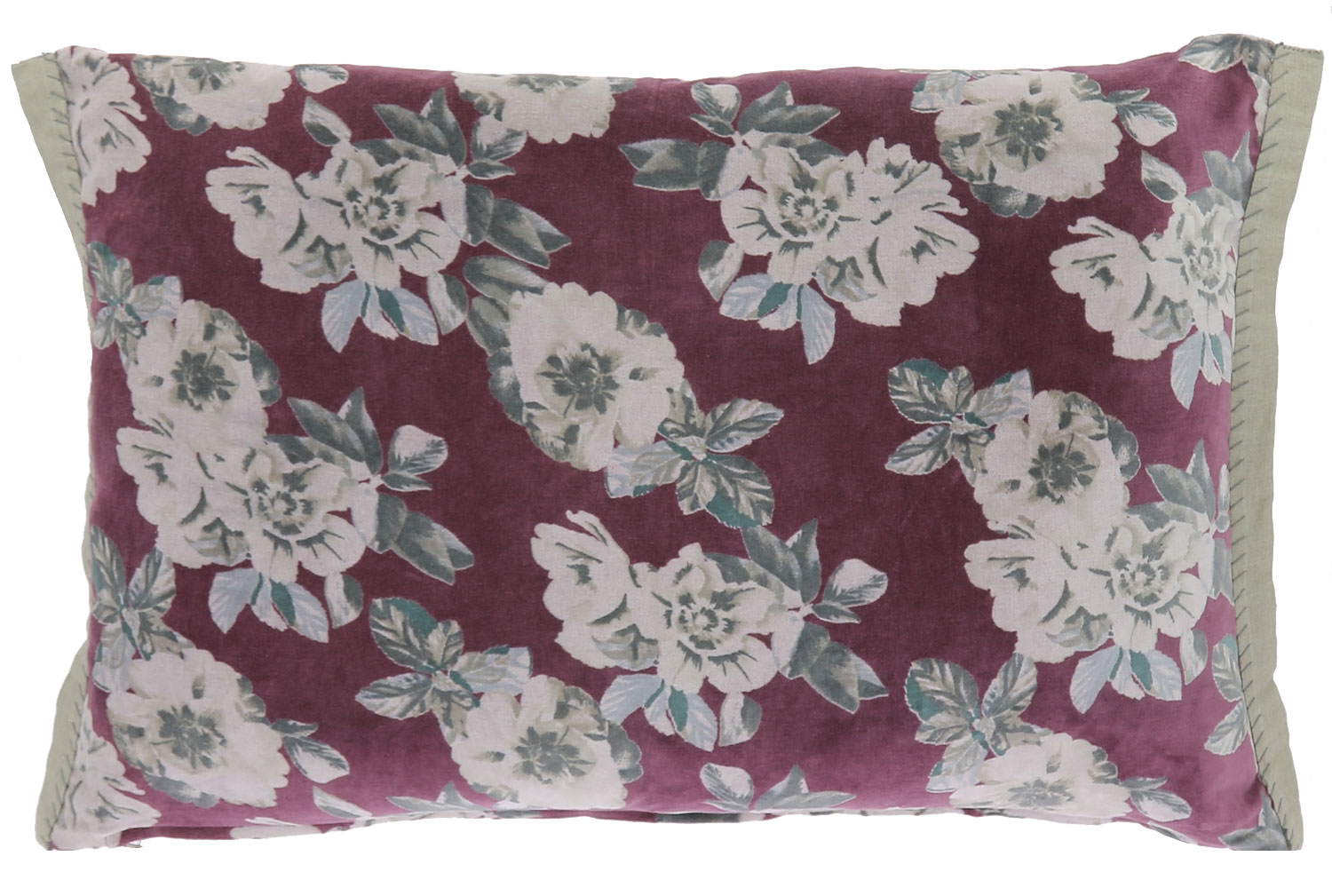 Grand coussin 50x75 cm en velours de coton imprimé pourpre Grand coussin 50x75 cm en velours de coton imprimé pourpre