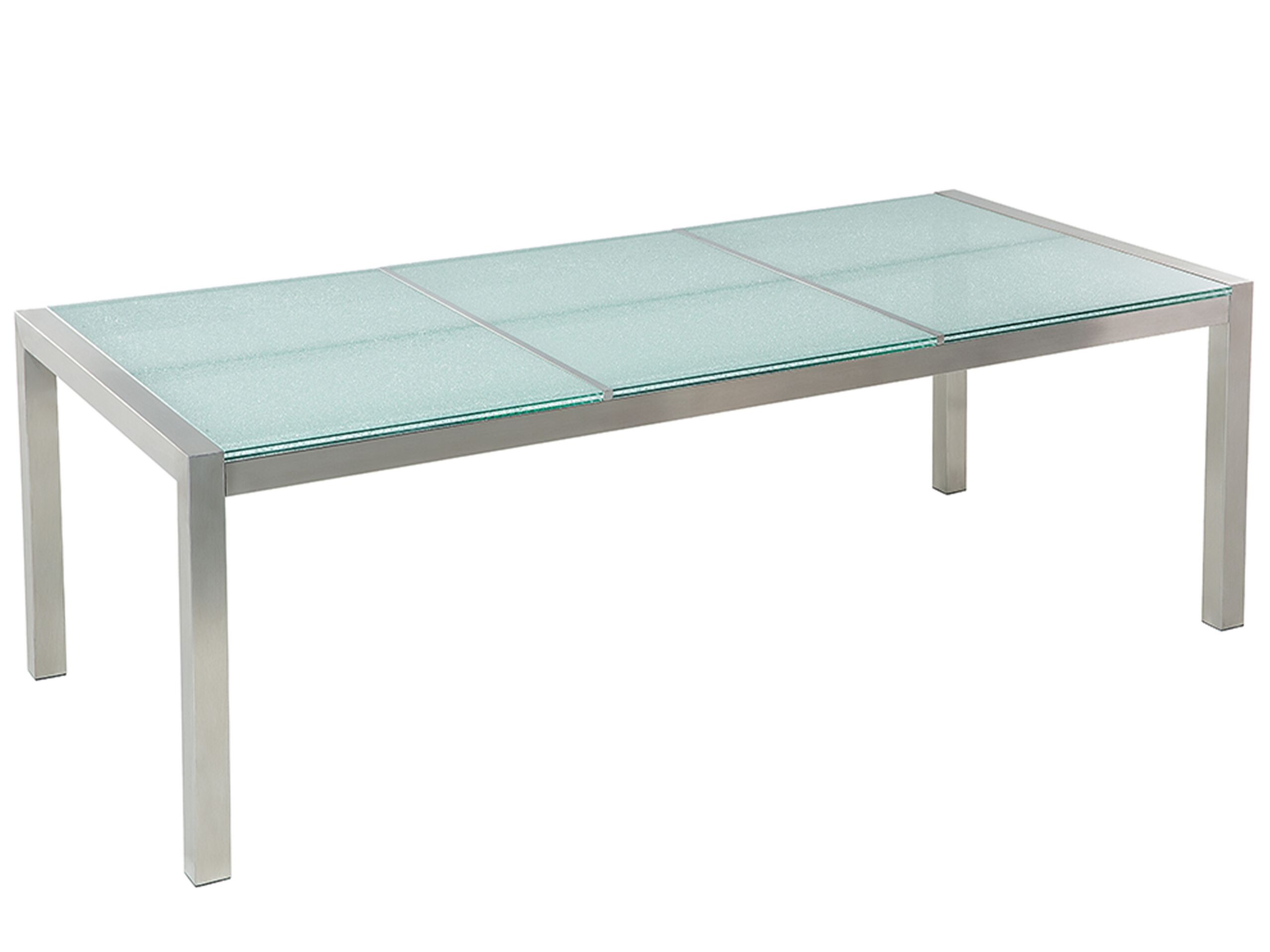 Table de jardin 220 cm avec plateau en verre