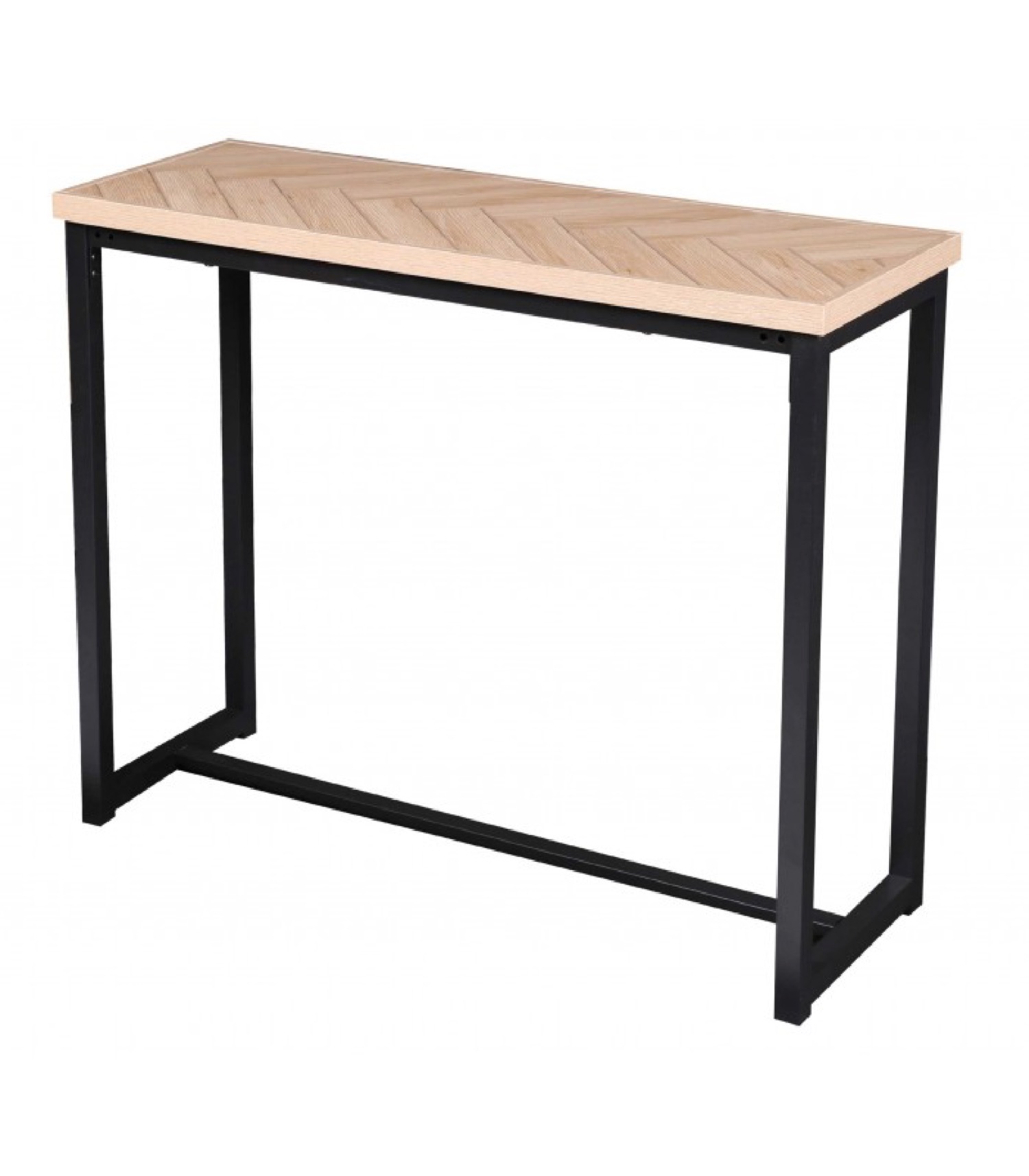 Console d'entrée en métal noir et bois chevrons L100cm Console d'entrée en métal noir et bois chevrons L100cm
