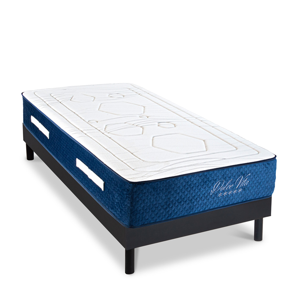 Ensemble matelas ressorts ensachés et sommier noir 90x200