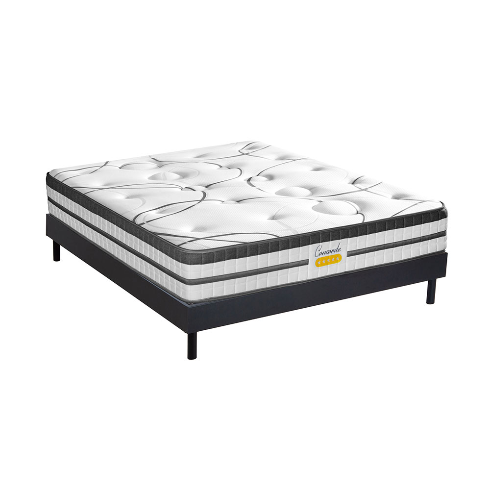Ensemble matelas ressorts ensachés et sommier noir 160x200 Ensemble matelas ressorts ensachés et sommier noir 160x200