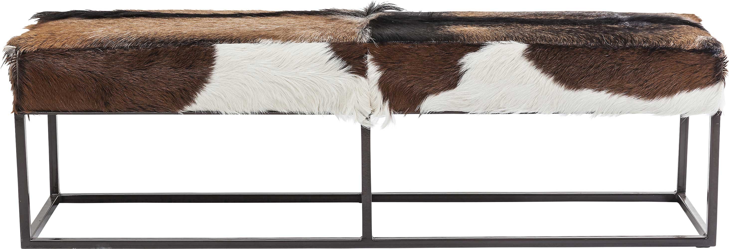 Banc 2 places en peau de chèvre et acier (photo) Banc 2 places en peau de chèvre et acier