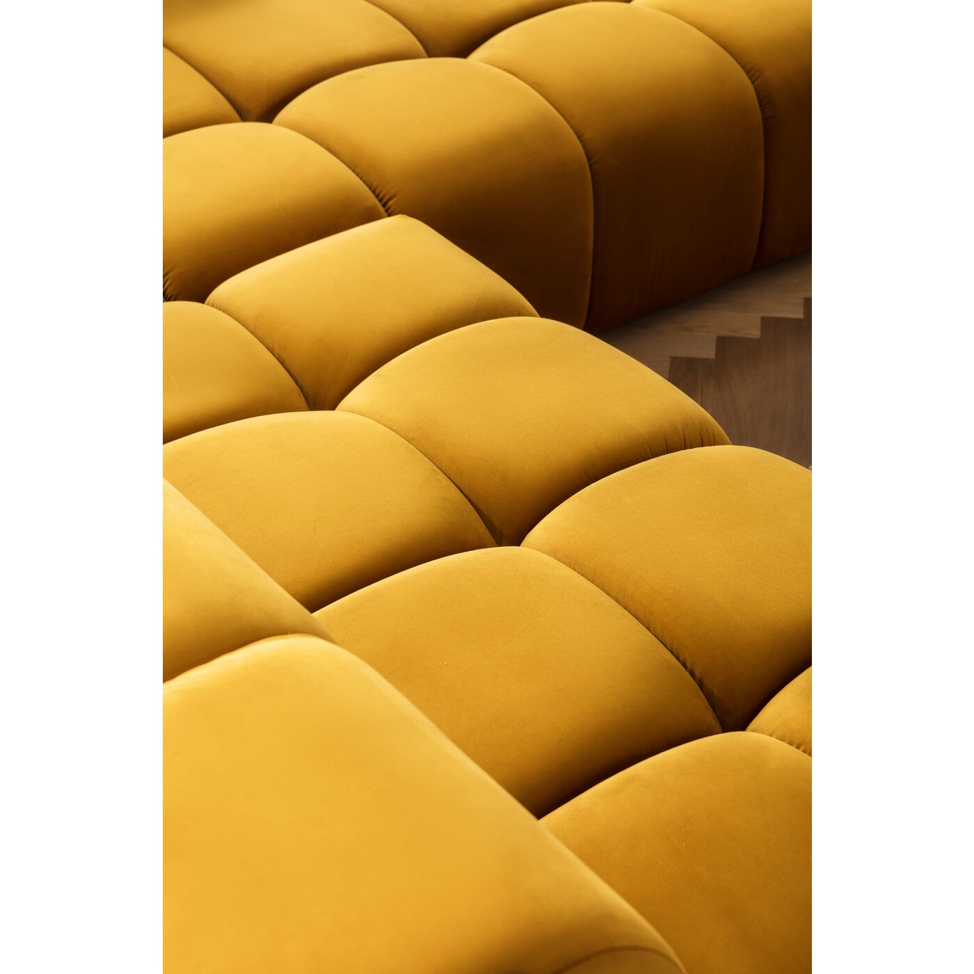 Canapé d'angle droite 4 places en tissu ocre - Vue supplémentaire 2