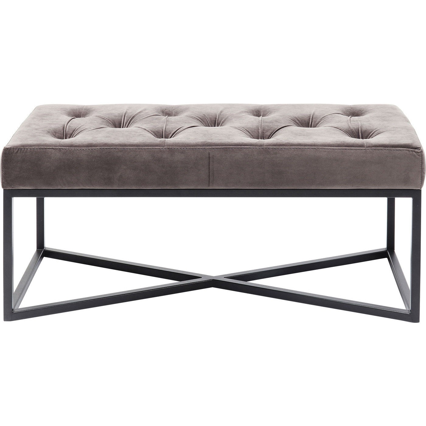 Banc 1 place velours gris et acier noir (photo) Banc 1 place velours gris et acier noir