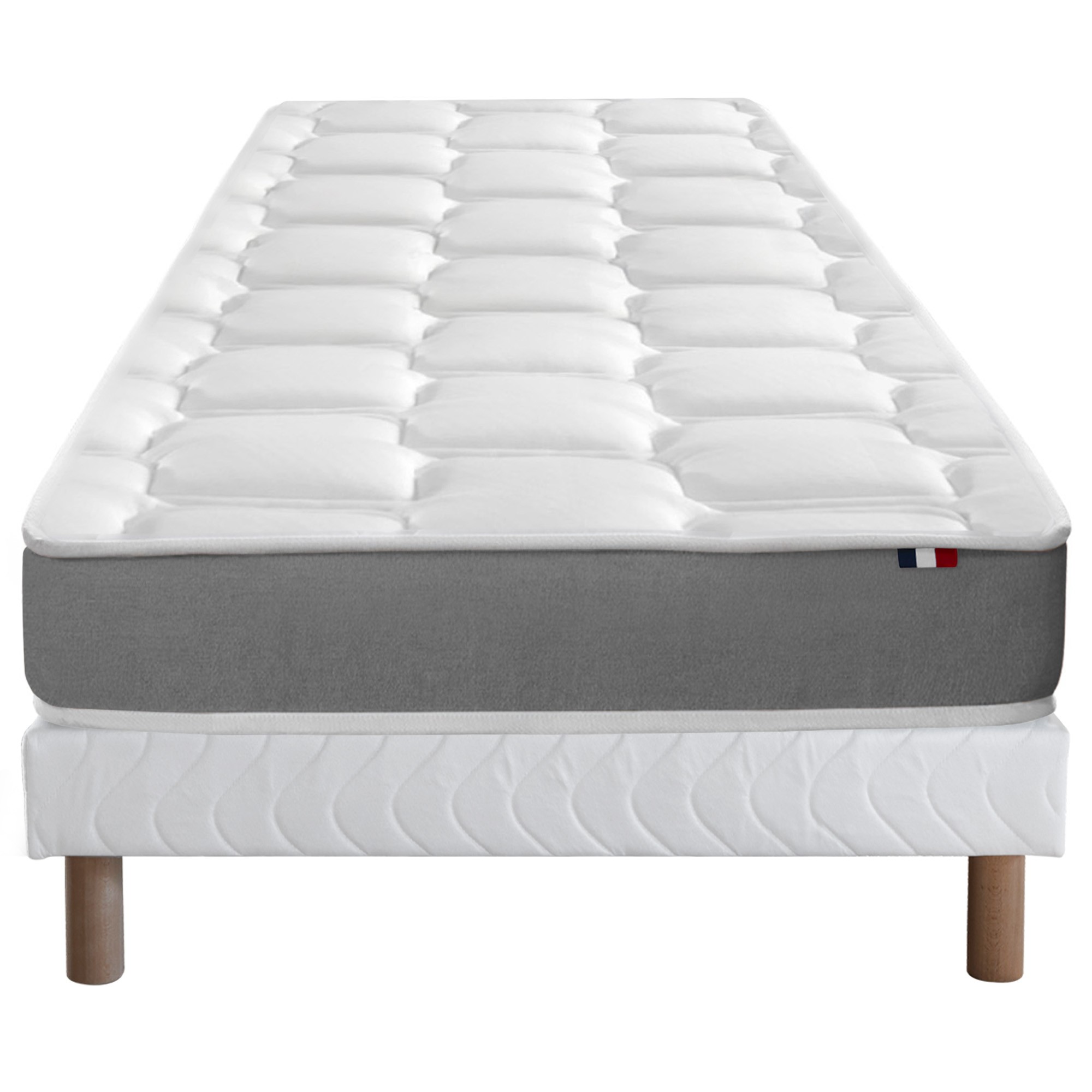 Ensemble matelas mémoire de forme sommier blanc 90x190 Ensemble matelas mémoire de forme sommier blanc 90x190