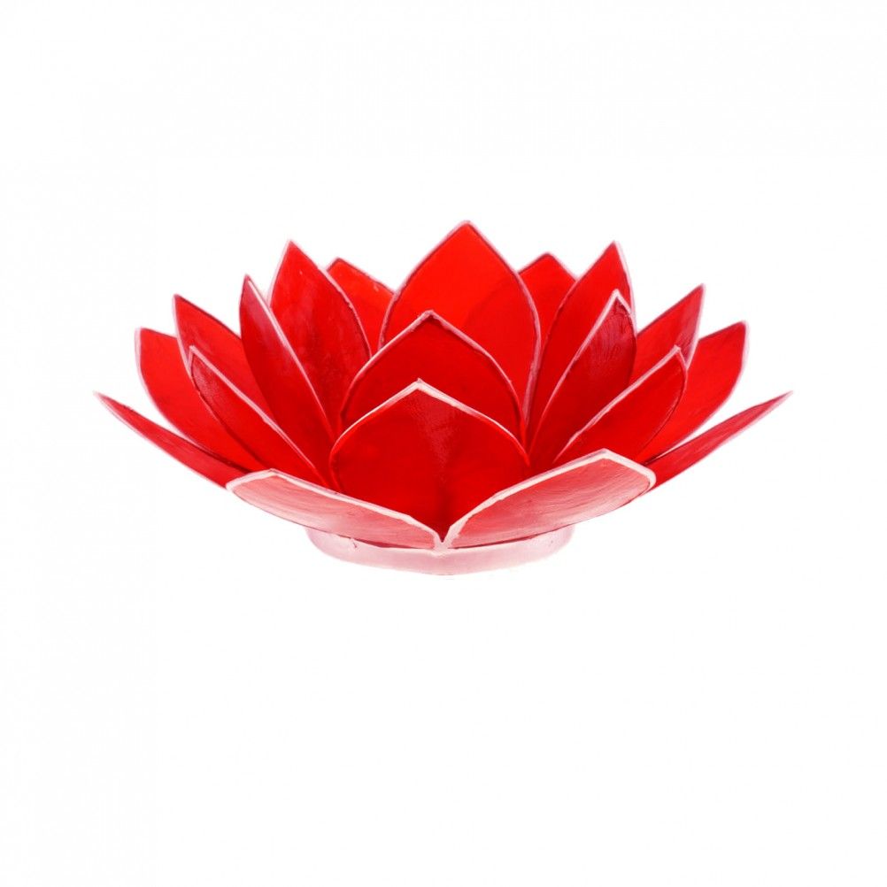 Porte bougie fleur de lotus rouge et argent (photo) Porte bougie fleur de lotus rouge et argent