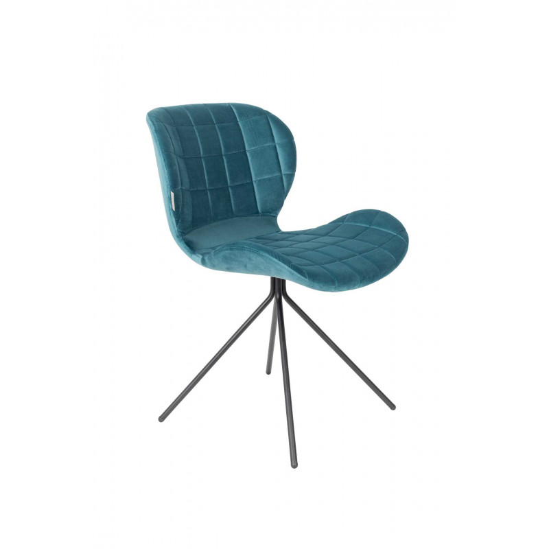 Chaise design en velours bleu Chaise design en velours bleu