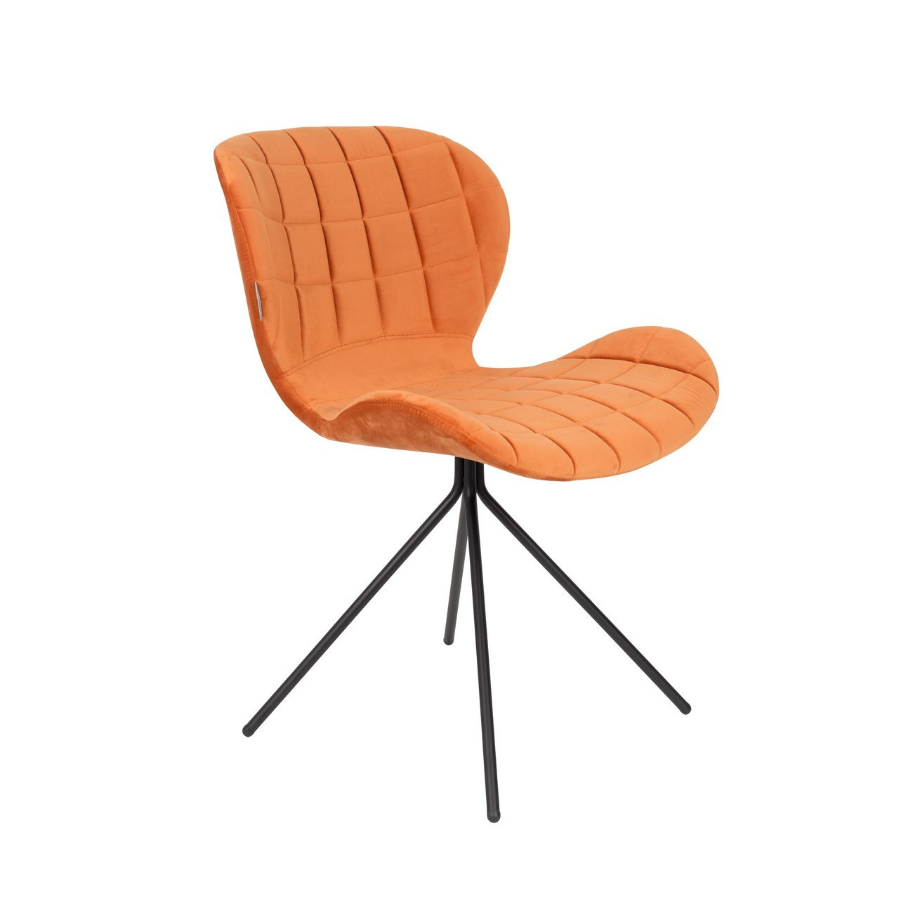 Chaise design en velours orange