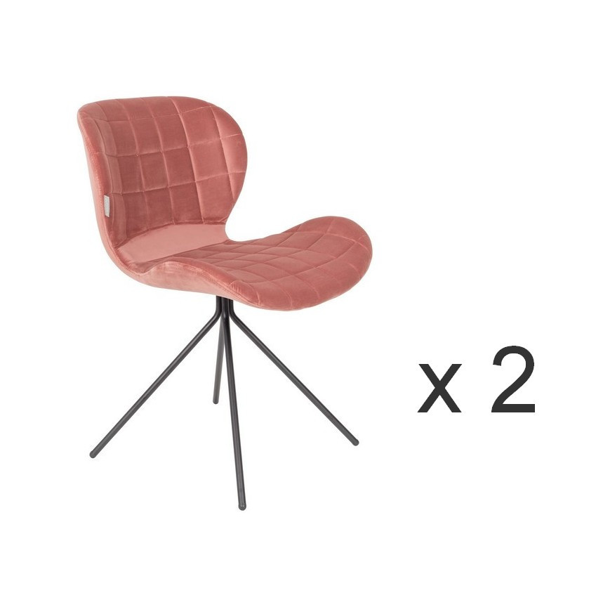 2 Chaises design en velours rose (photo) 2 Chaises design en velours rose
