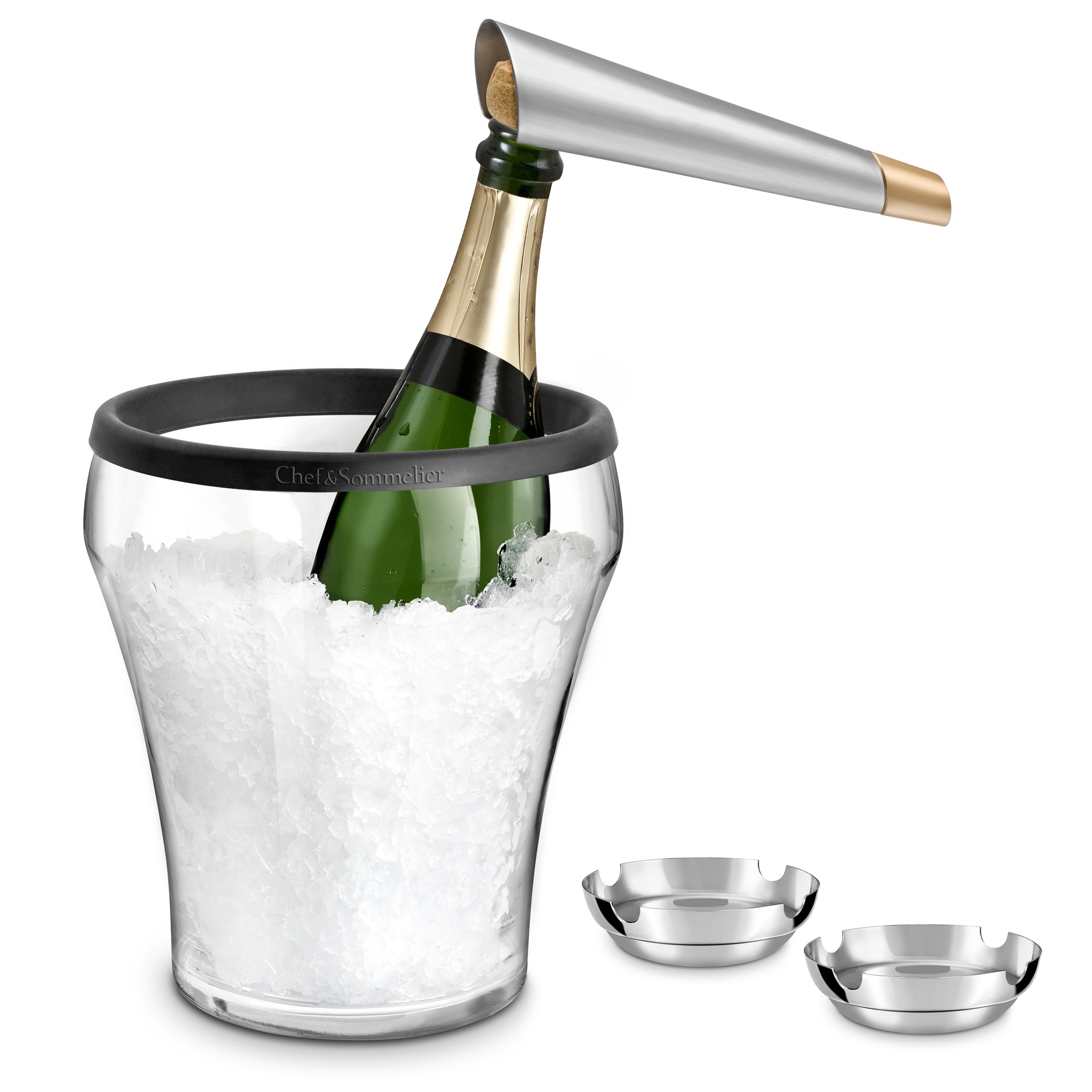 Seau à champagne, coupelles inox et tire-bouchon champagne (photo) Seau à champagne, coupelles inox et tire-bouchon champagne