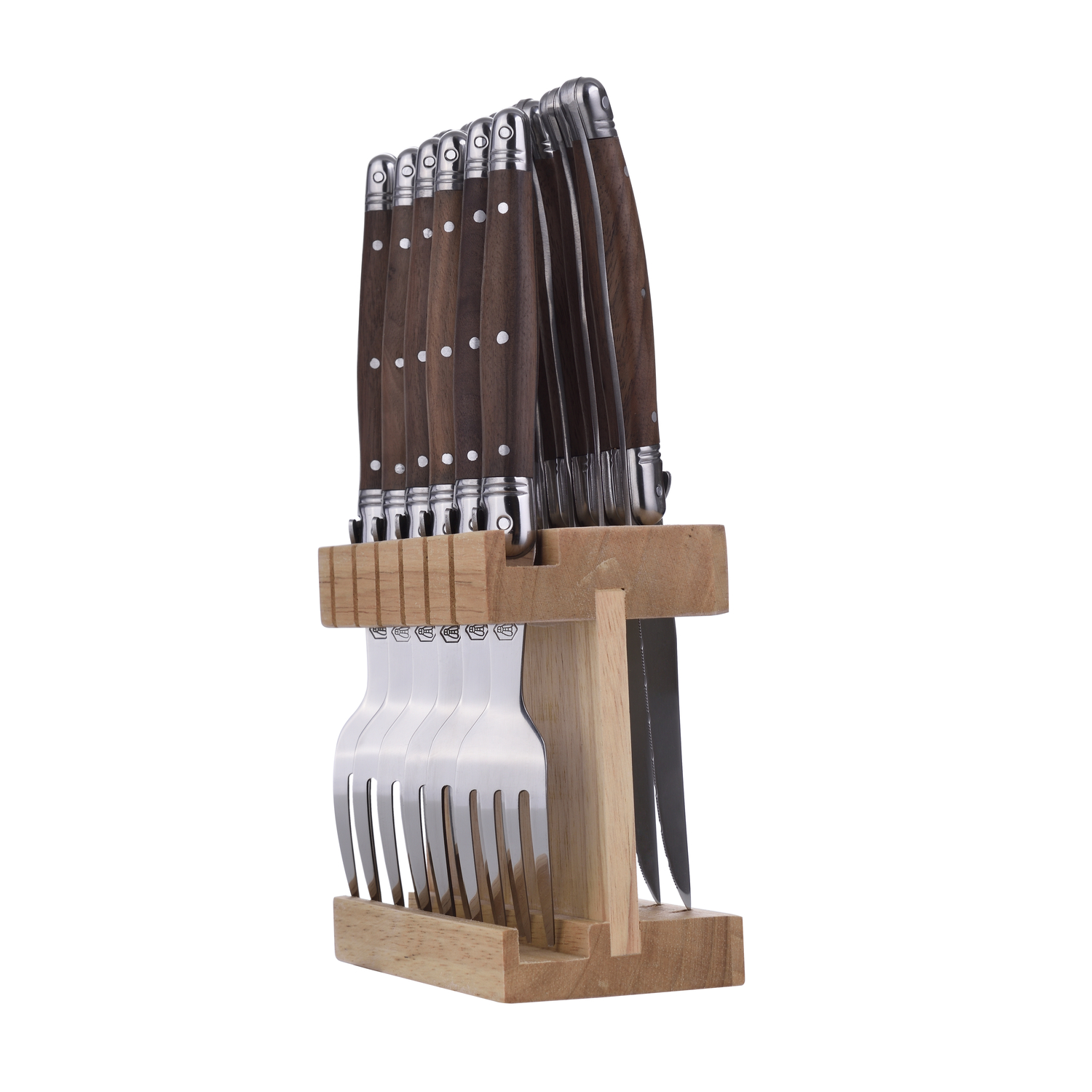 Set de 6 couteaux et 6 fourchettes avec support