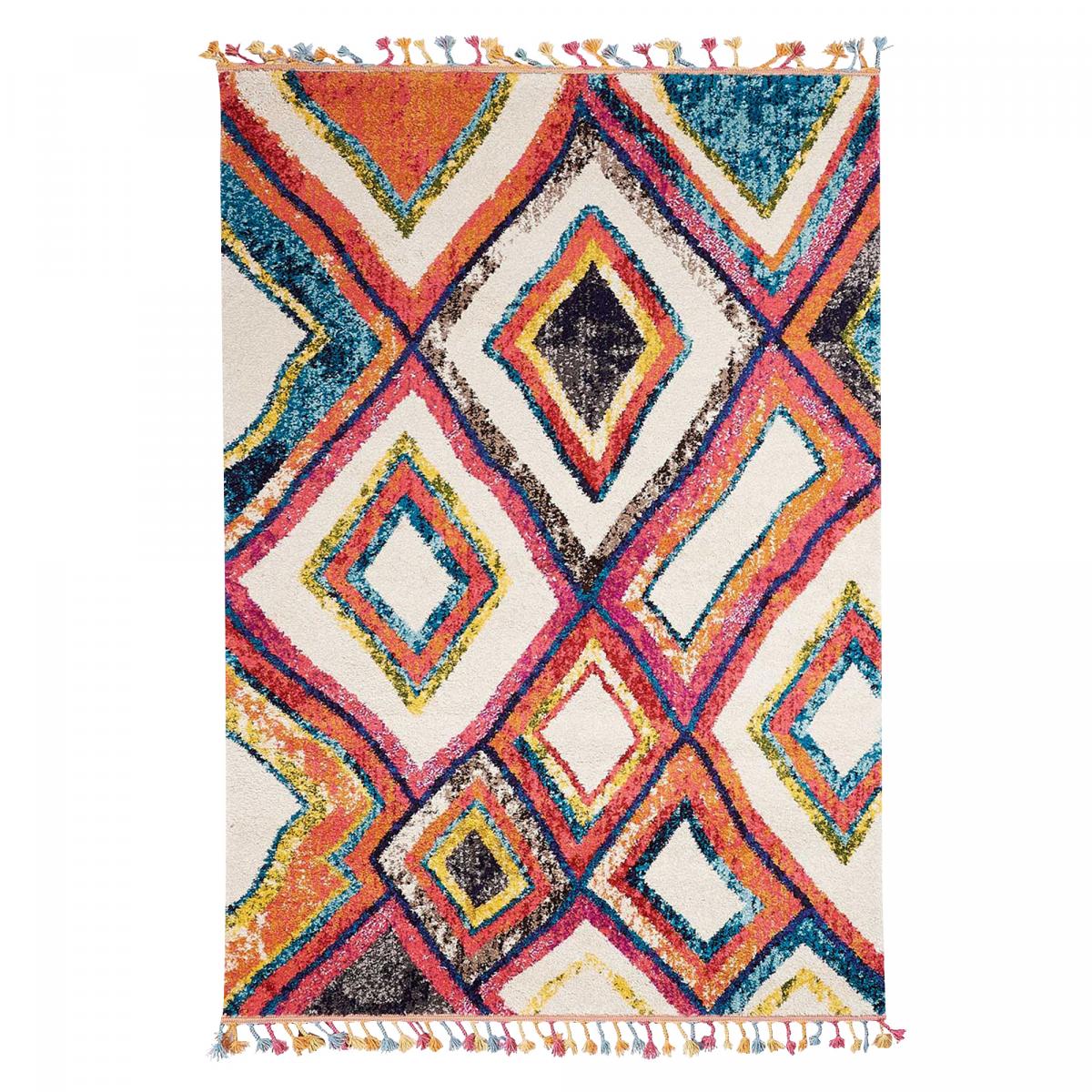 Tapis berbère style en polypropylène multicolore 200x290 Tapis berbère style en polypropylène multicolore 200x290