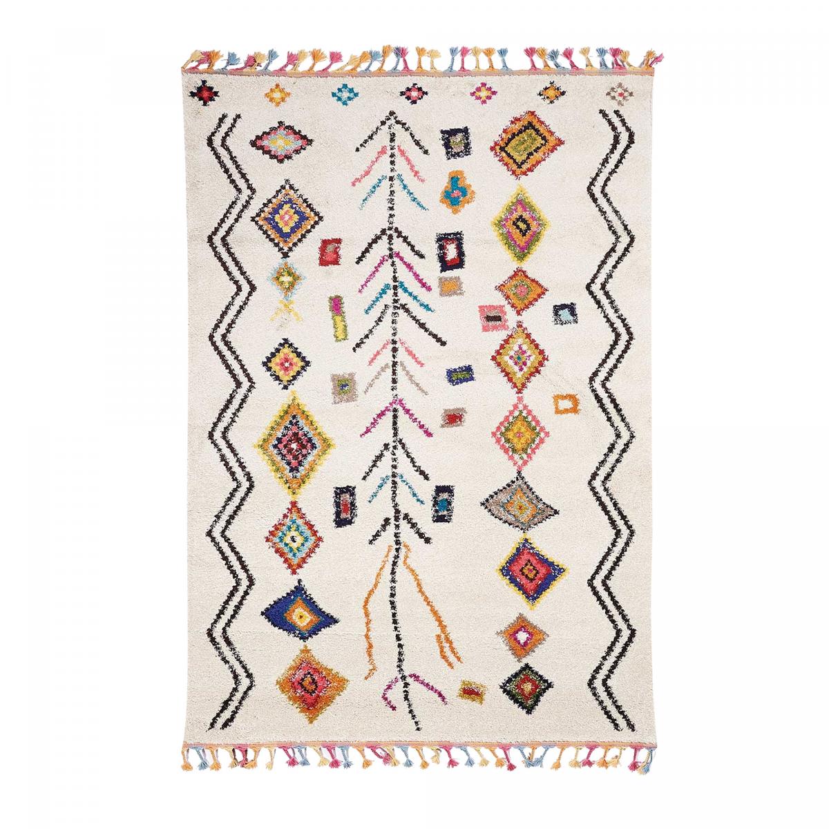 Tapis berbère style en polypropylène multicolore 60x110 Tapis berbère style en polypropylène multicolore 60x110