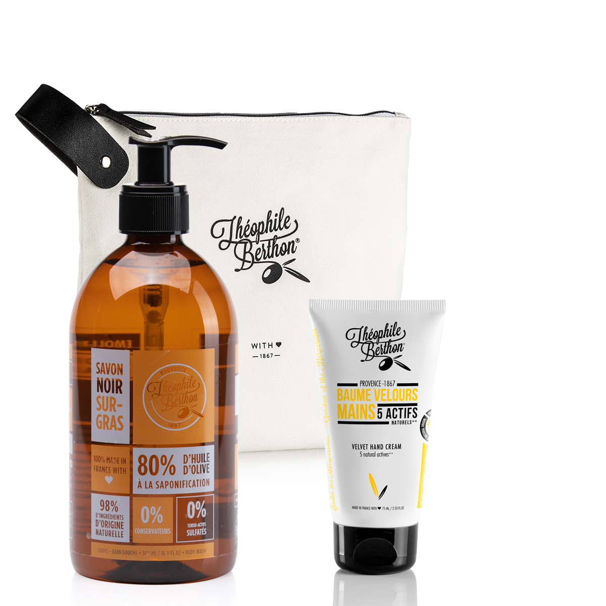 Trousse 2 soins savon liquide corps et baume mains (photo) Trousse 2 soins savon liquide corps et baume mains
